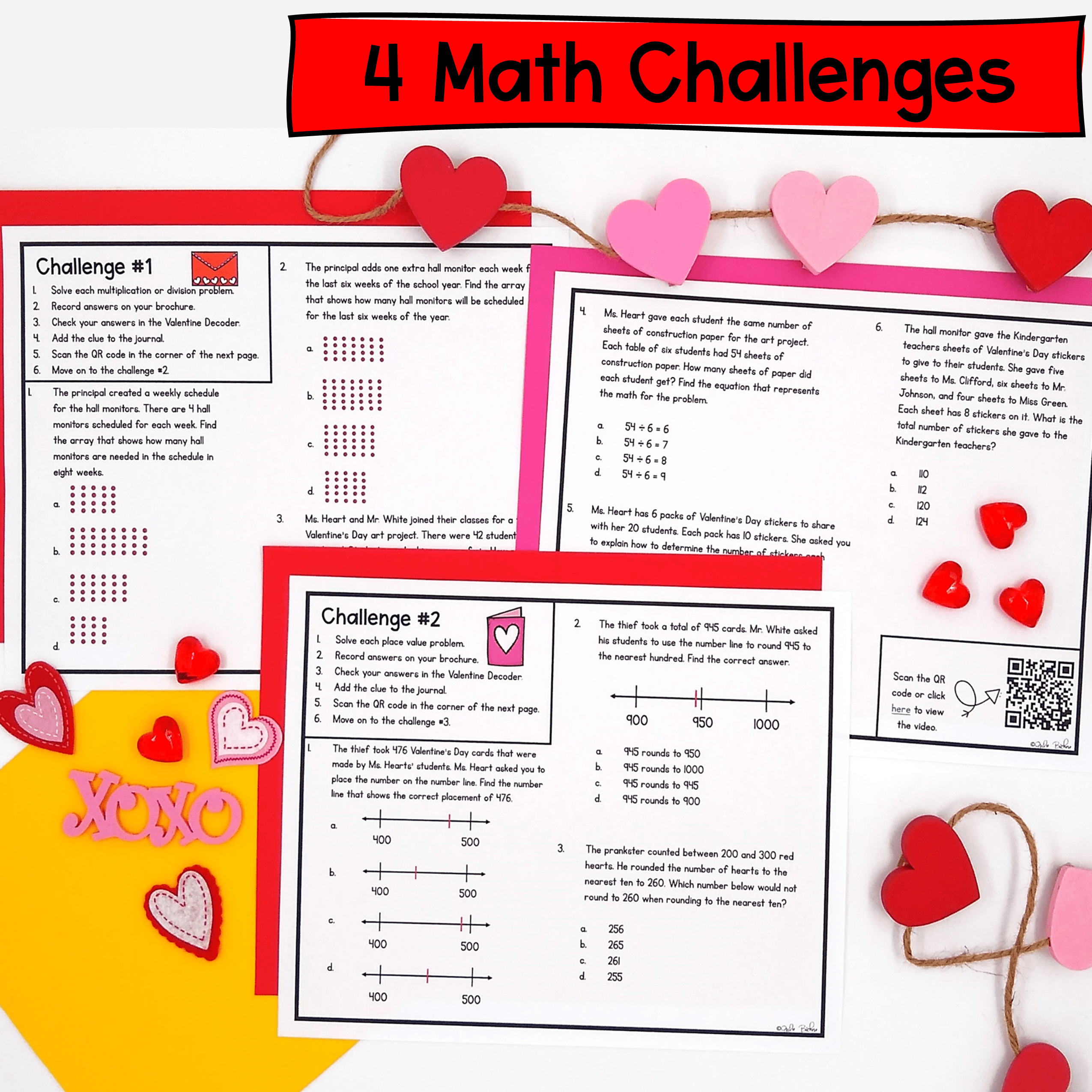 3rd Grade Math Review The Case of Missing Valentines Day Escape Room & Webscape™ - Image 2