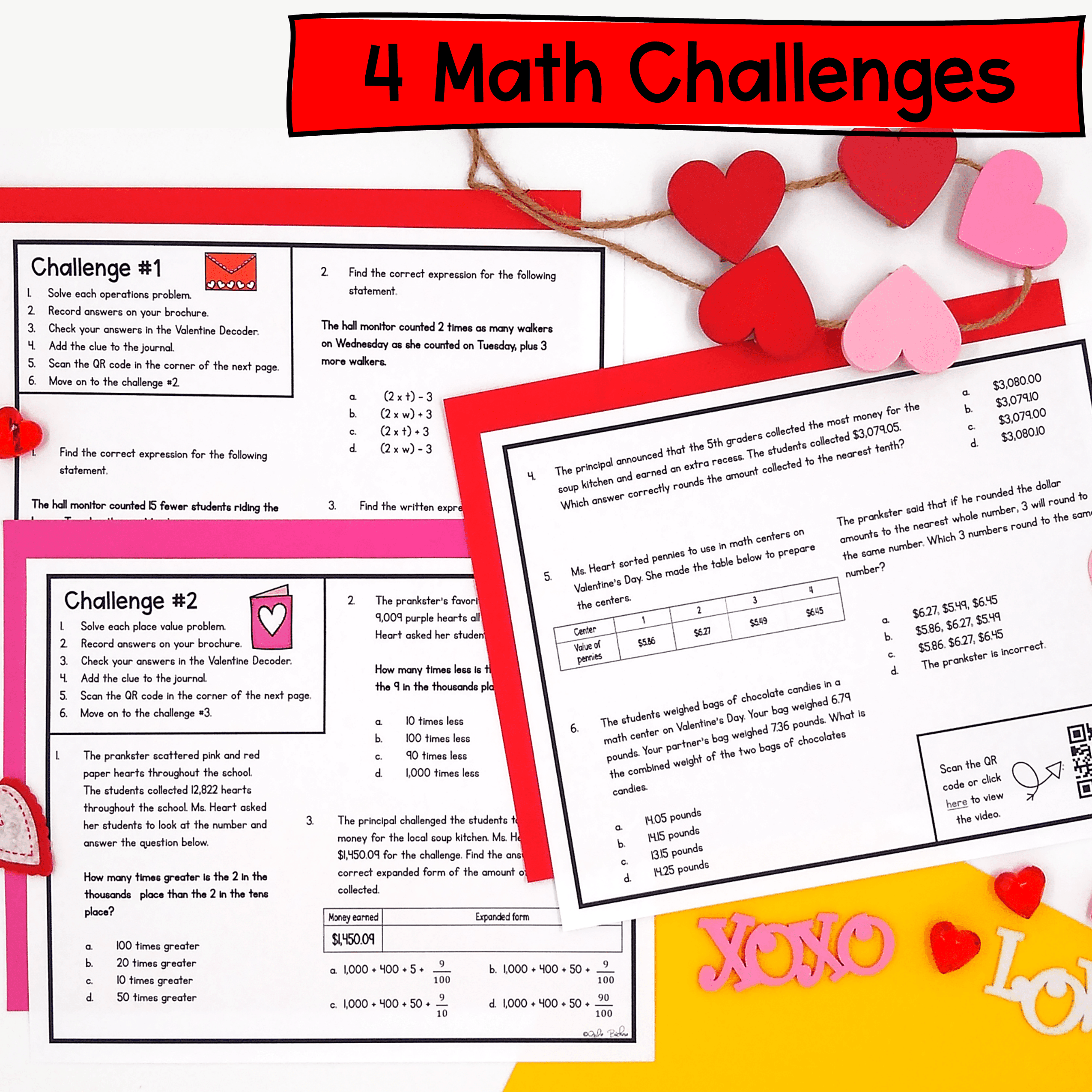 5th Grade Math Review The Case of Missing Valentines Day Escape Room & Webscape - Image 2
