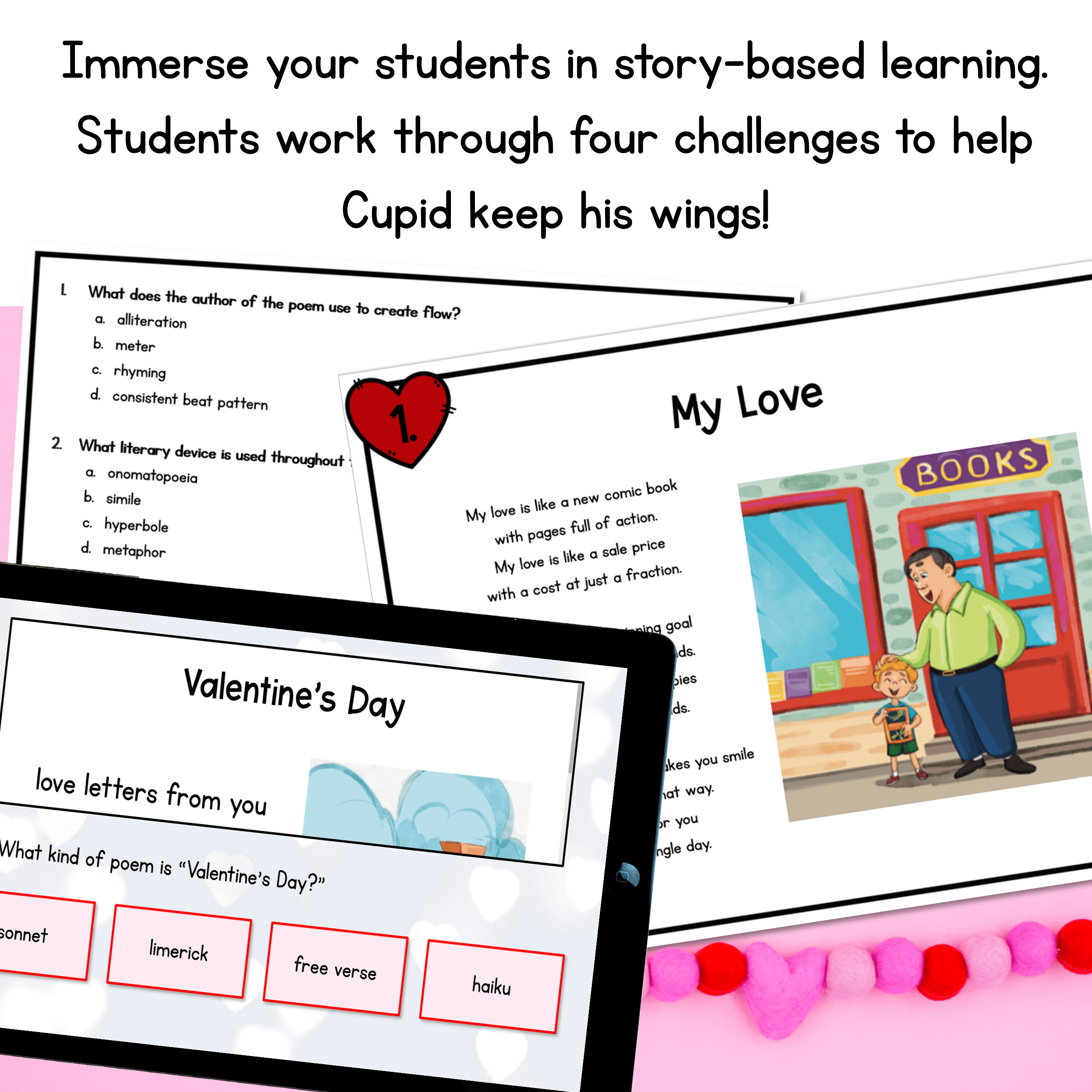 Cupid Valentine's Day Poetry Escape Room 4th 5th Grade Print & Digital Activity - Image 2