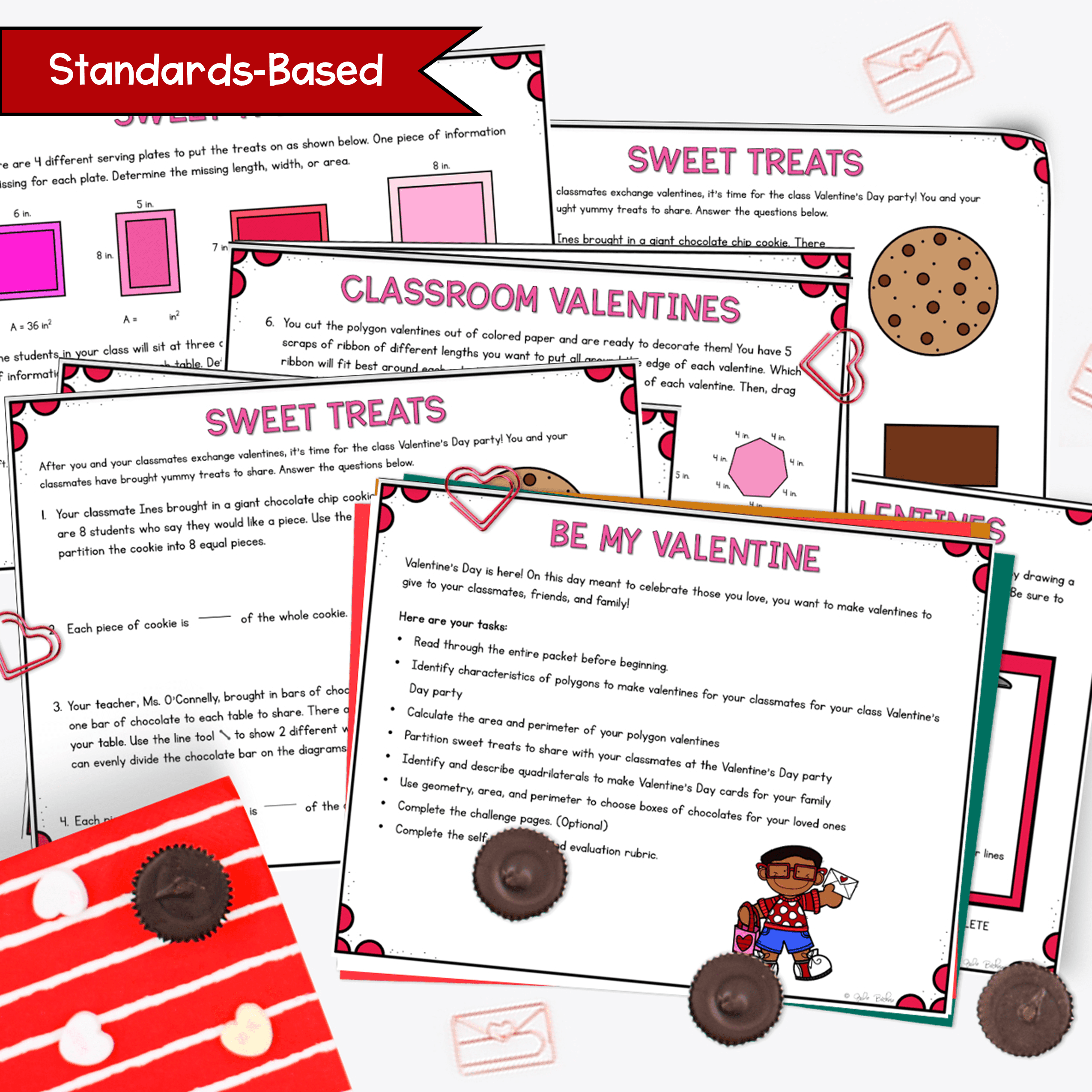 Valentine's Day Geometry Project Based Learning 3rd Grade Math Activity February - Image 2