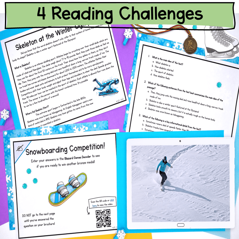 Winter Sports Reading Comprehension Escape Room & Webscape 4th 5th Grade Passage - Image 3