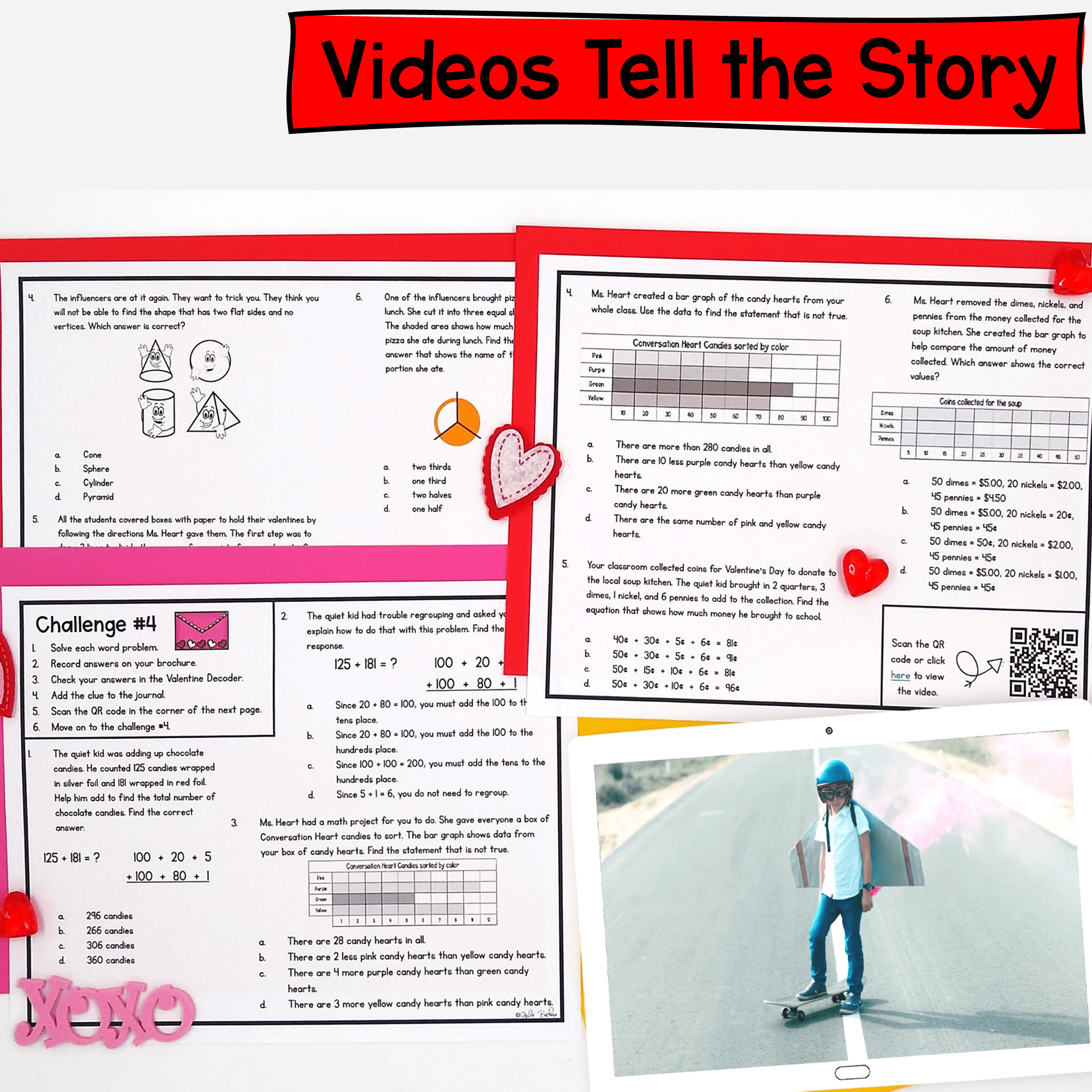 2nd Grade Math Review The Case of Missing Valentines Day Escape Room & Webscape™ - Image 3