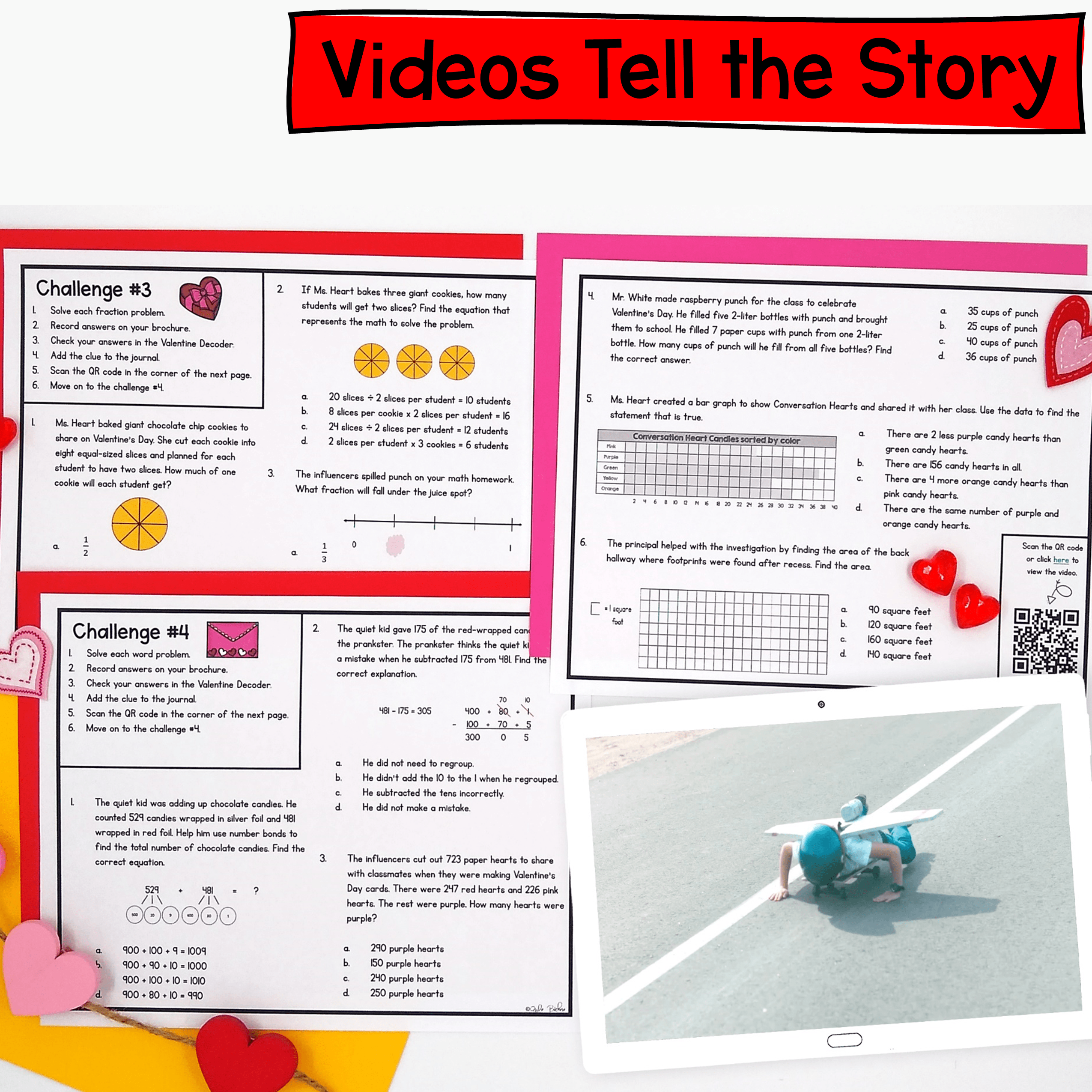 3rd Grade Math Review The Case of Missing Valentines Day Escape Room & Webscape™ - Image 3