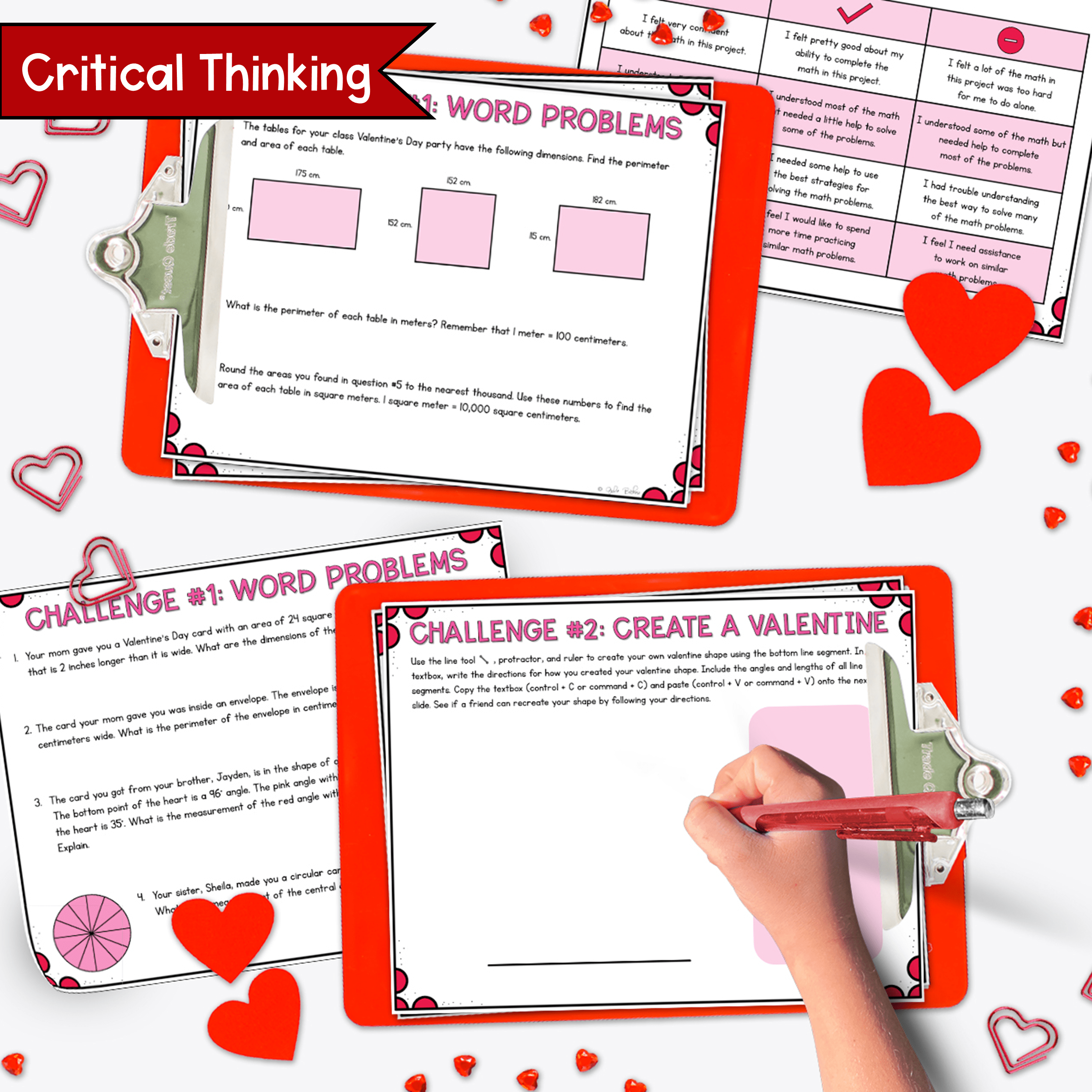 Valentine's Day Geometry Project Based Learning 4th Grade Math Activity February - Image 4