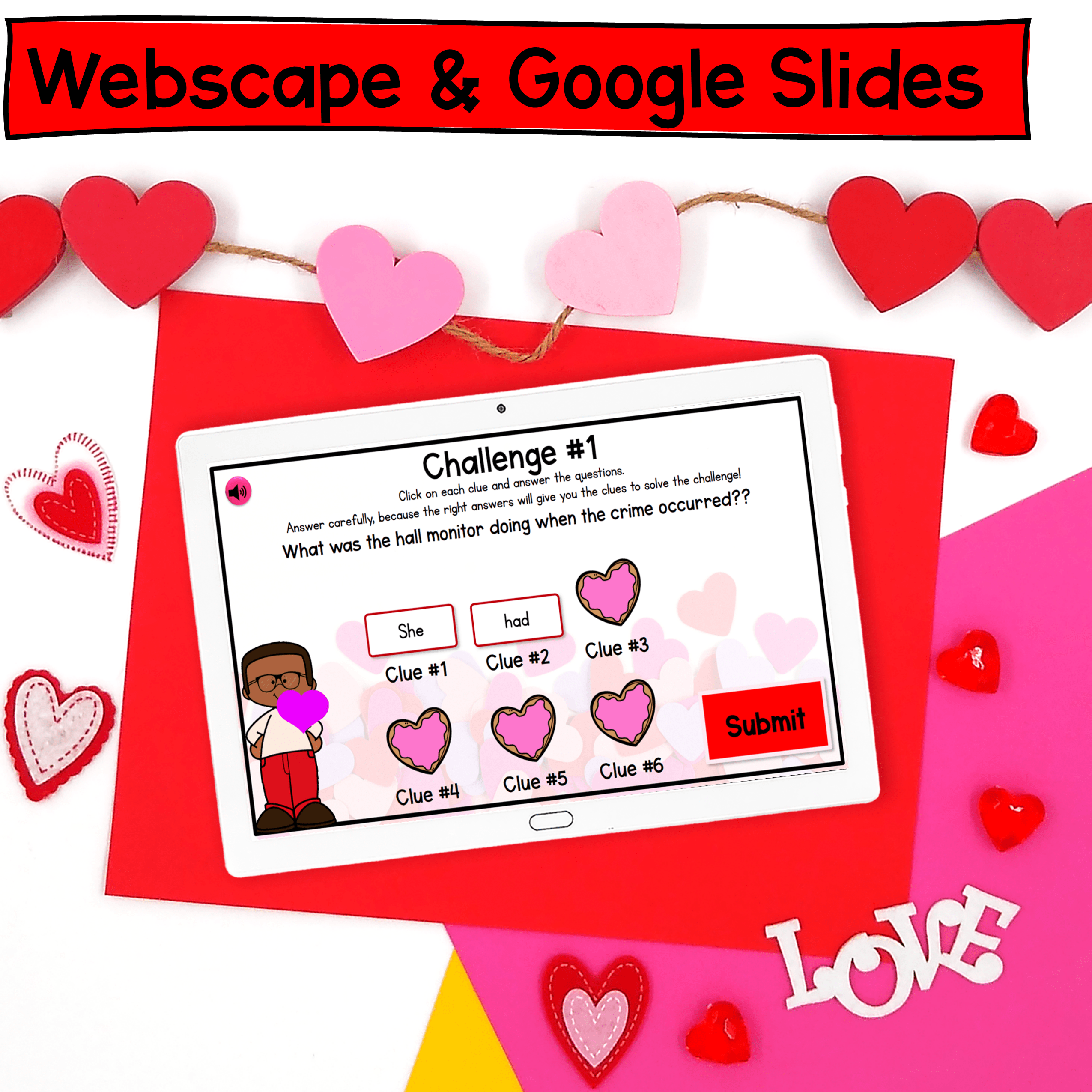 2nd Grade Math Review The Case of Missing Valentines Day Escape Room & Webscape™ - Image 4
