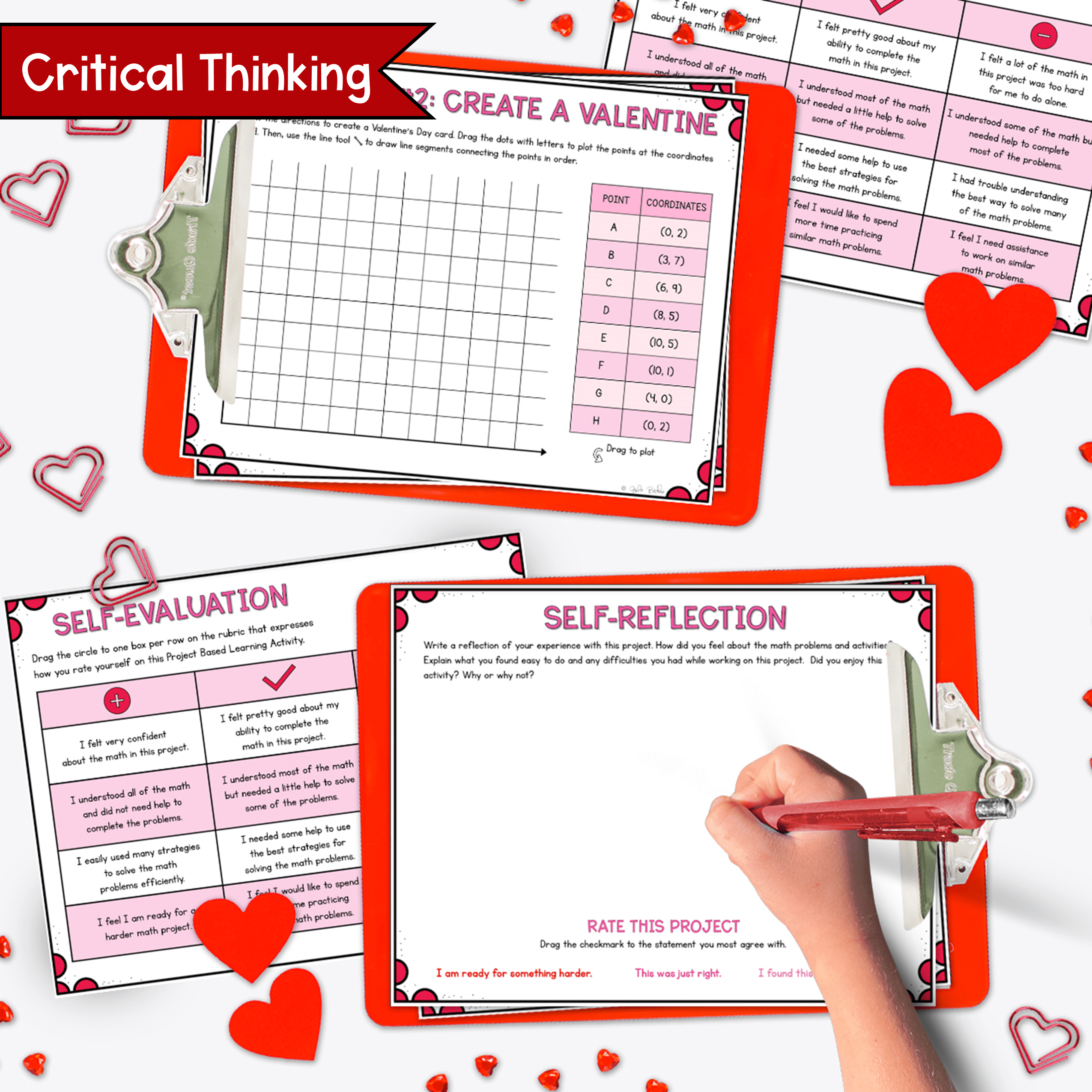 Valentine's Day Geometry Project Based Learning 5th Grade Math Activity February - Image 4