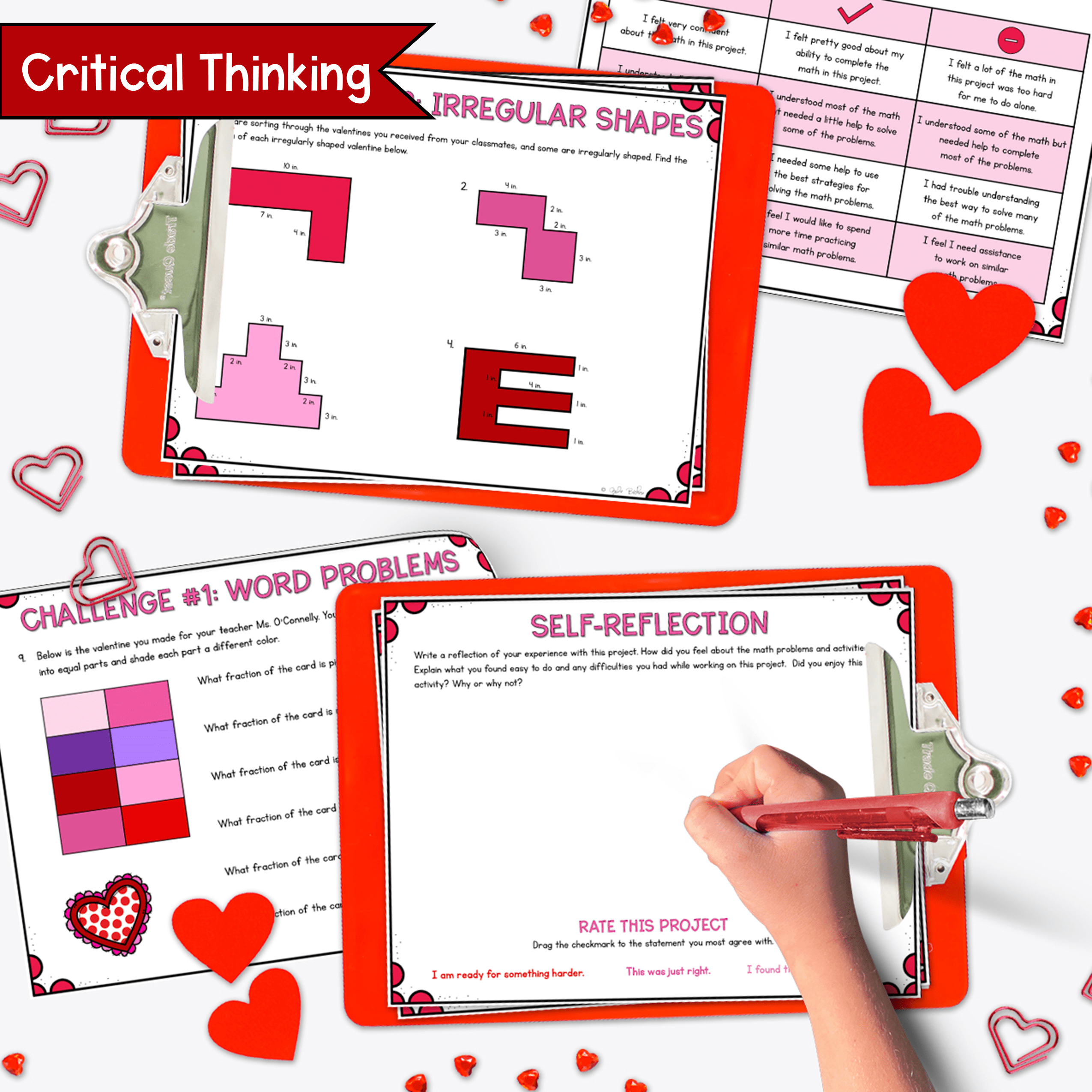 Valentine's Day Geometry Project Based Learning 3rd Grade Math Activity February - Image 4