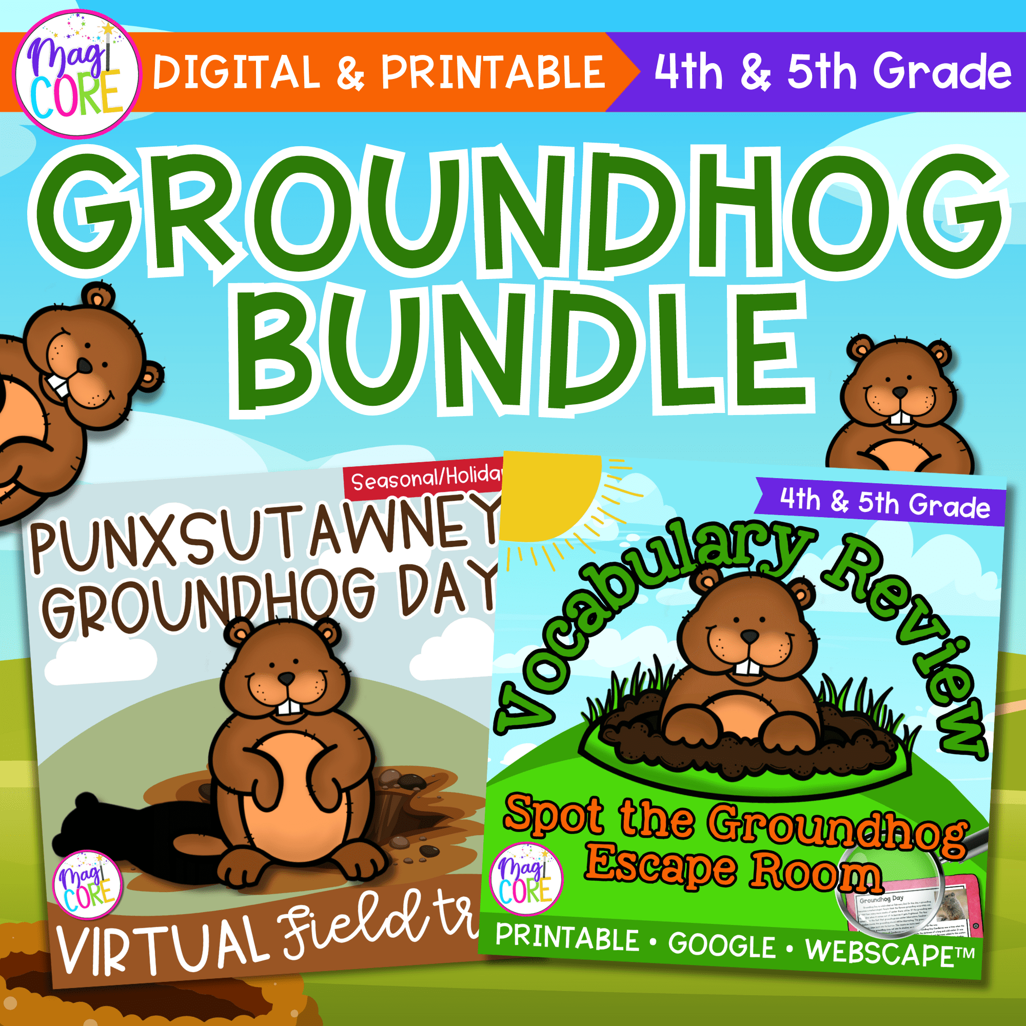Groundhog Day 4th & 5th Grade Escape Room & Virtual Field Trip Digital Activity