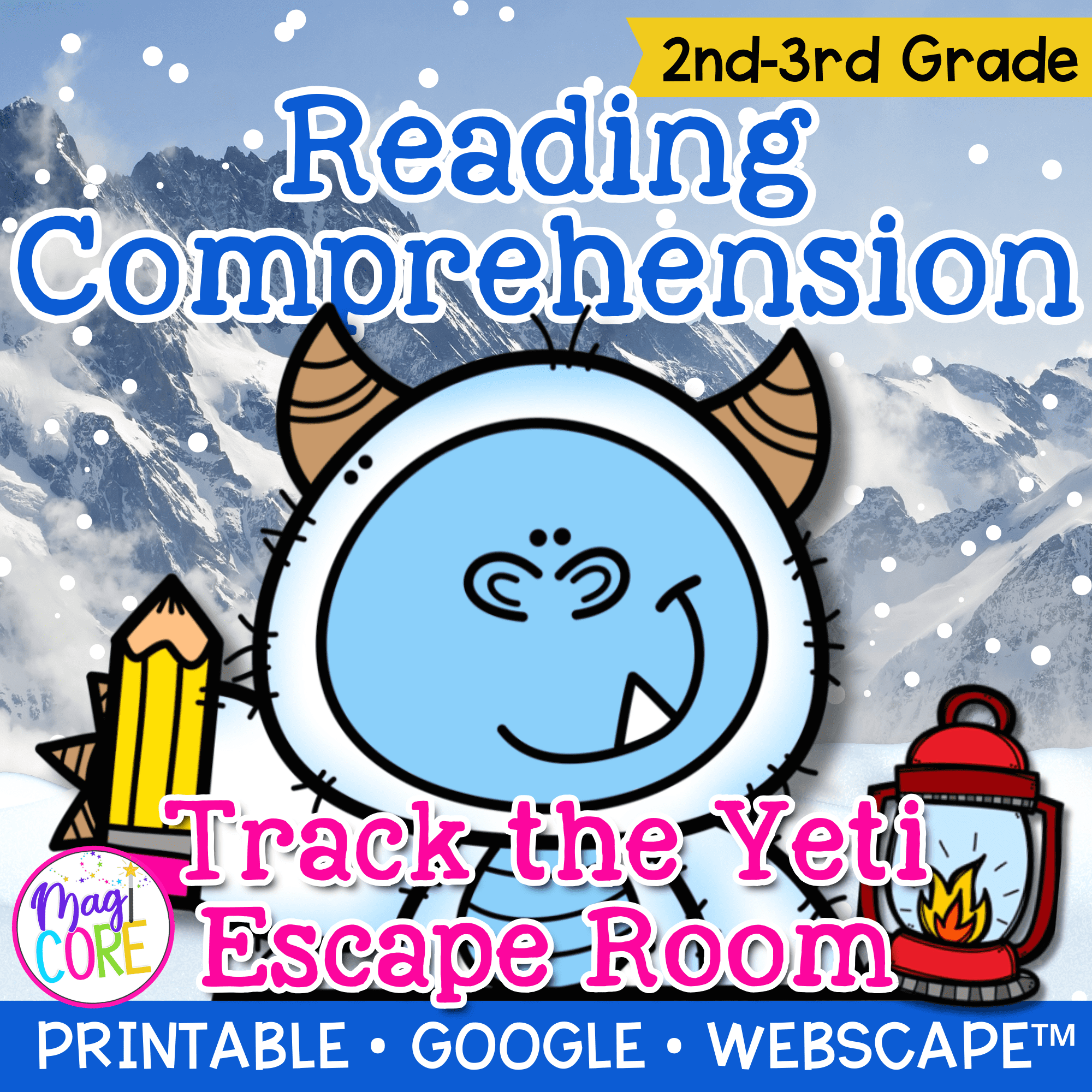 Track the Yeti Reading Comprehension Escape Room & Webscape™ - 2nd & 3rd Grade