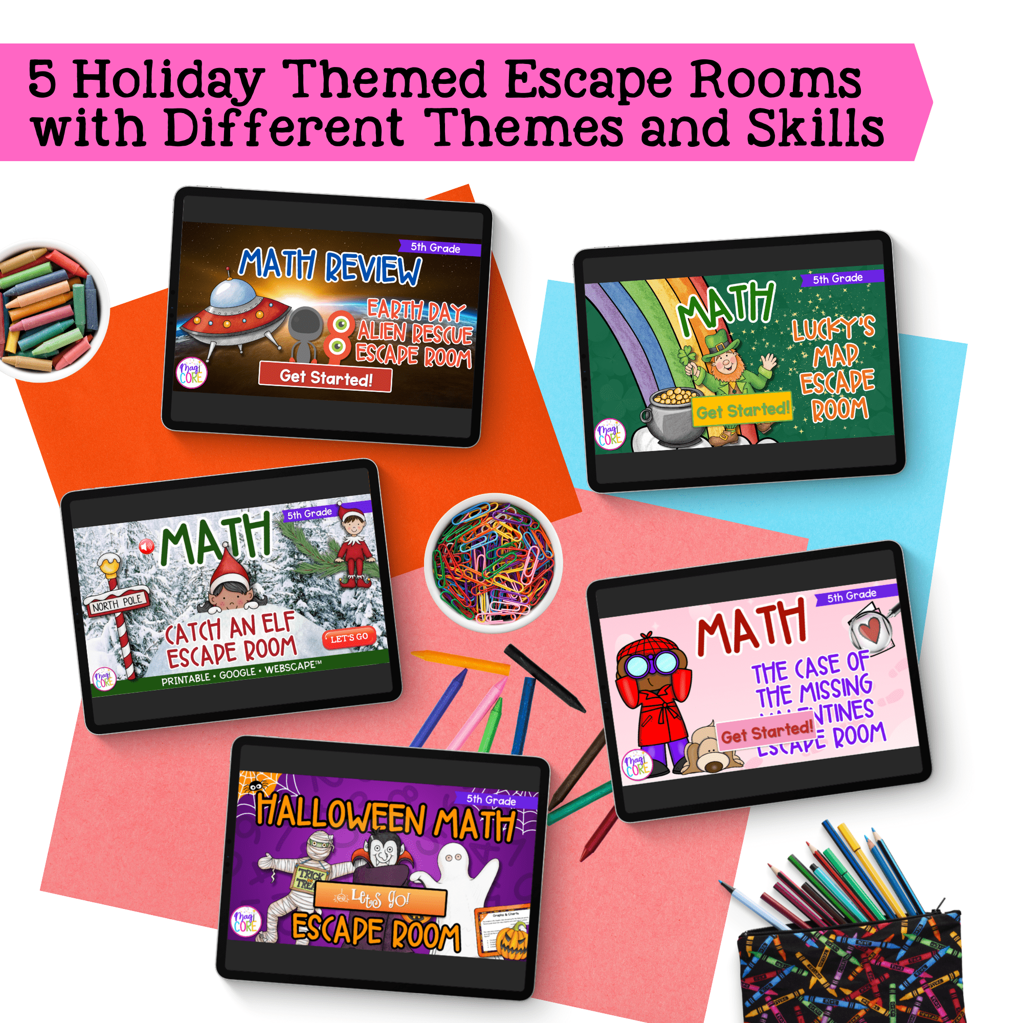 Holiday Math Escape Room Bundle 5th Grade Printable Digital Christmas Activities - Image 2