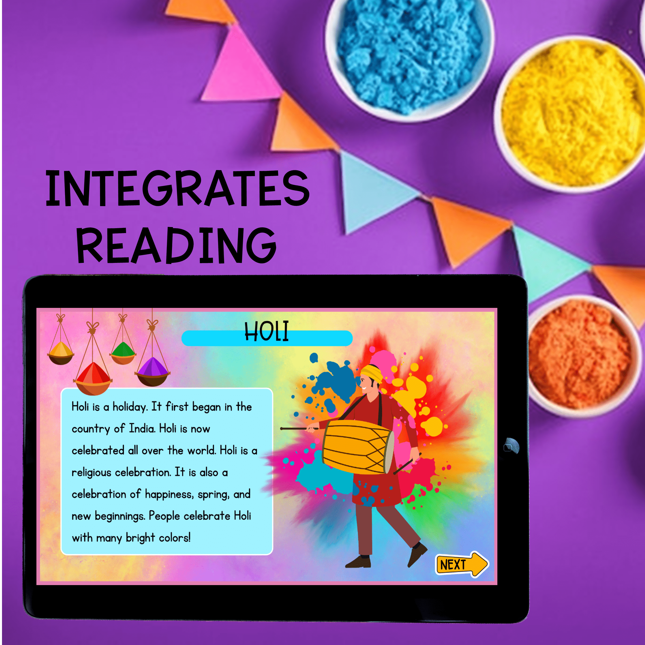 Holi Festival Around the World Virtual Field Trip Digital Activity K & 1st Grade - Image 3