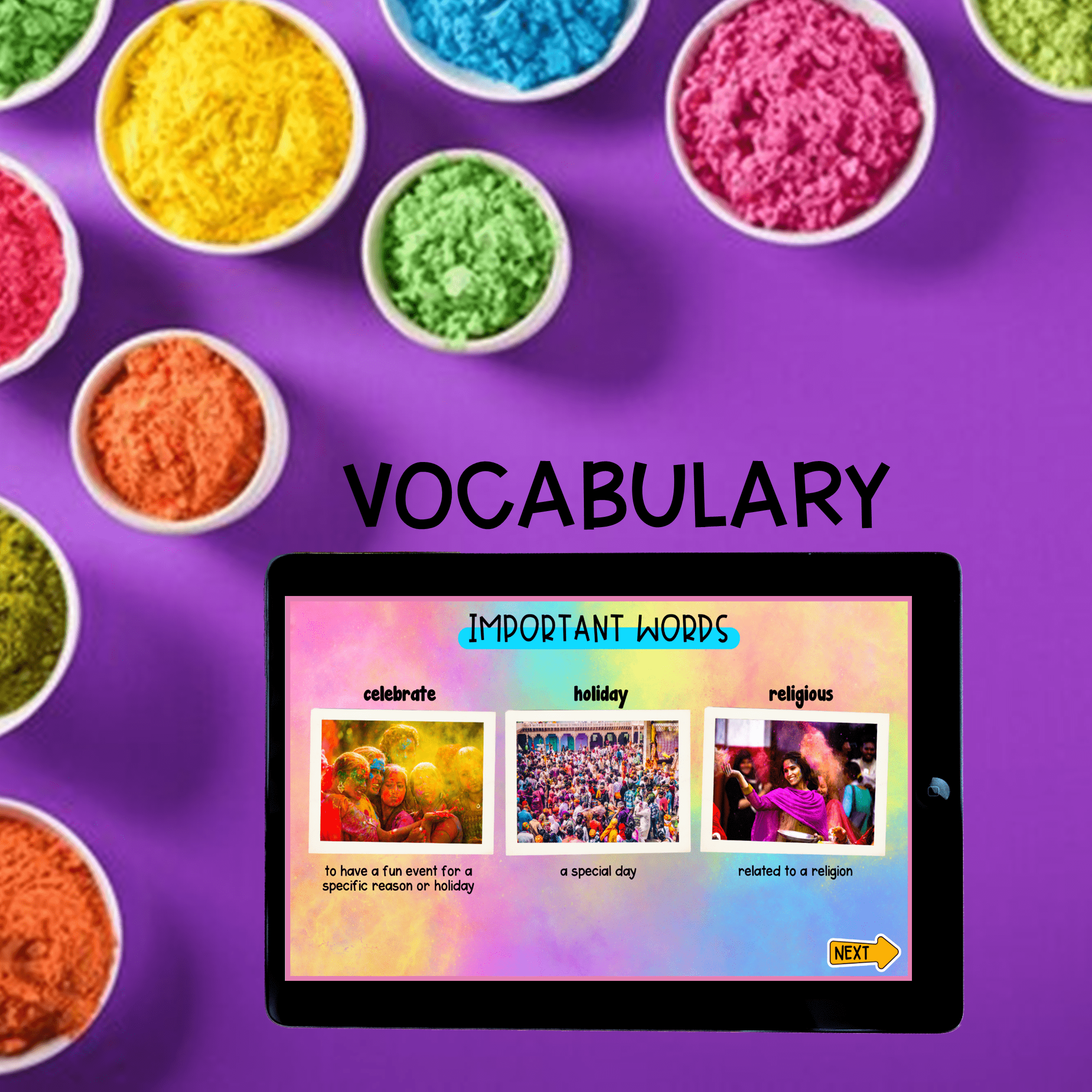 Holi Festival Around the World Virtual Field Trip Digital Activity K & 1st Grade - Image 5