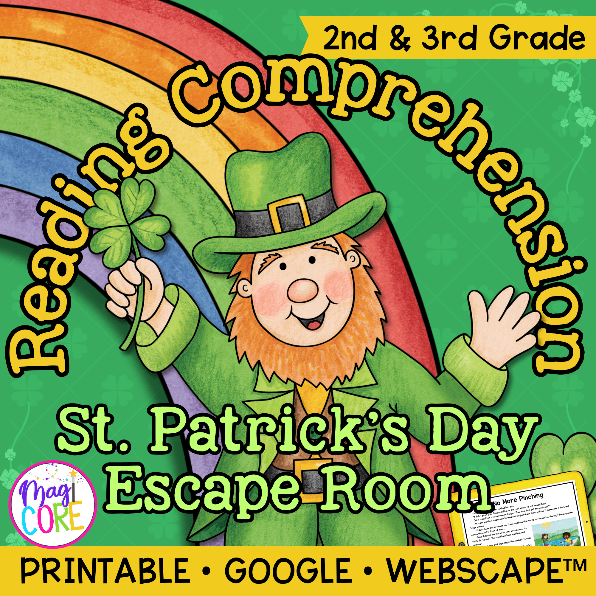 St. Patrick's Day Reading Escape Room & Webscape™ - 2nd & 3rd Grade