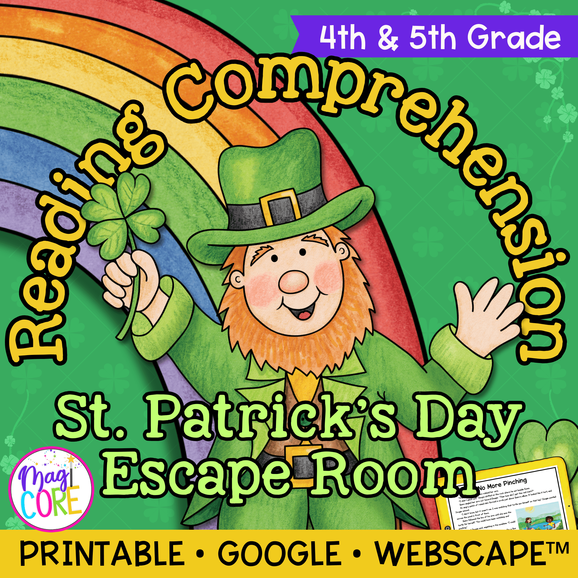 St. Patrick's Day Reading Escape Room & Webscape™ - 4th & 5th Grade