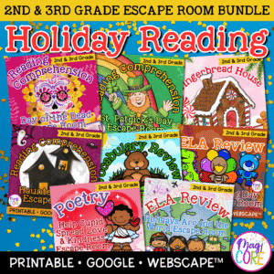 Holiday Reading Escape Room Bundle 2nd 3rd Grade Christmas Activities ELA Review