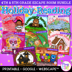 Holiday Escape Room Reading Bundle 4th 5th Grade Christmas Activity ELA Review