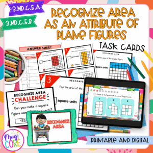 Recognize Area as an Attribute of Plane Figures - 3rd Grade Task Cards 3.MD.C.5