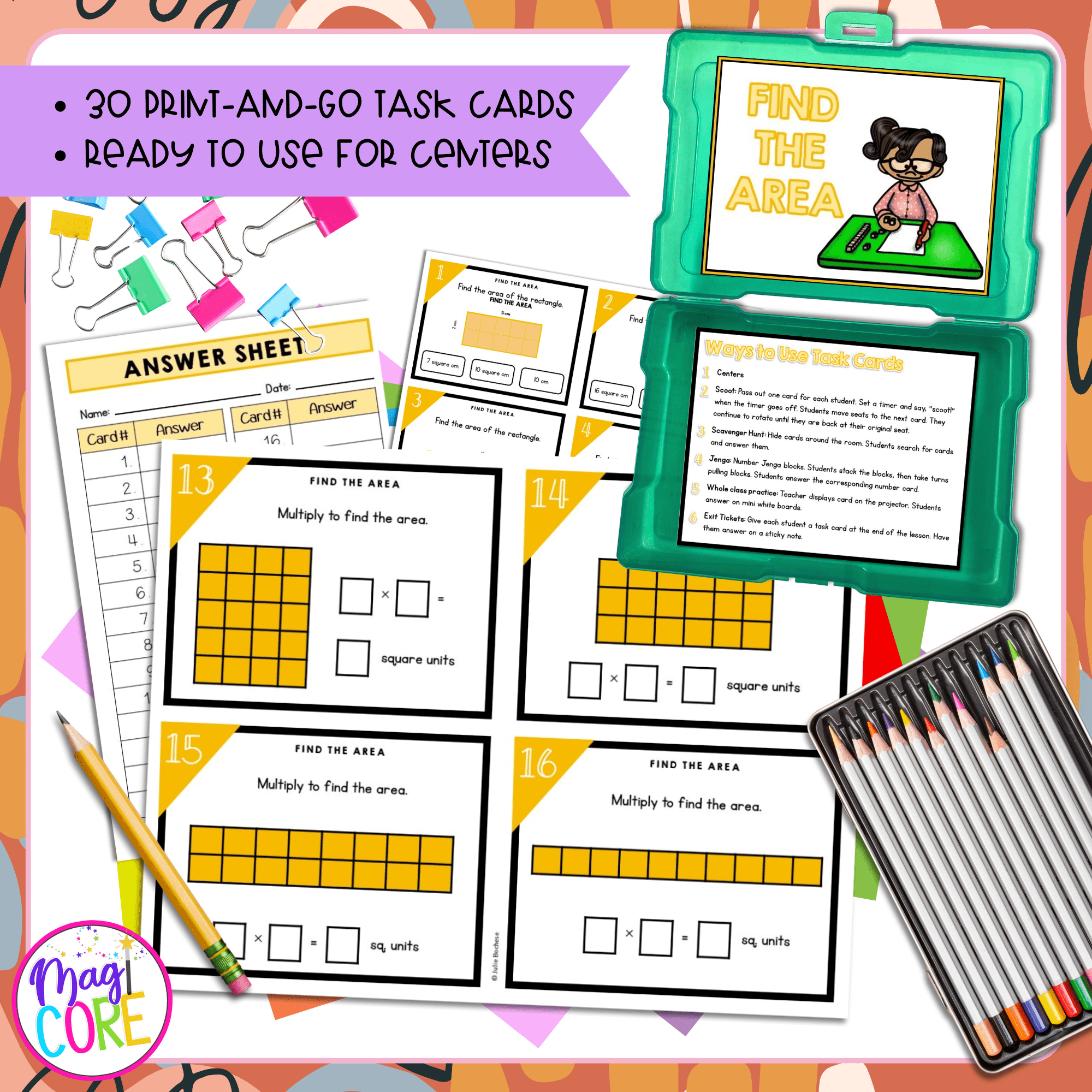 Relate Area to Multiplication - 3rd Grade Task Cards - 3.MD.C.7 - Image 2
