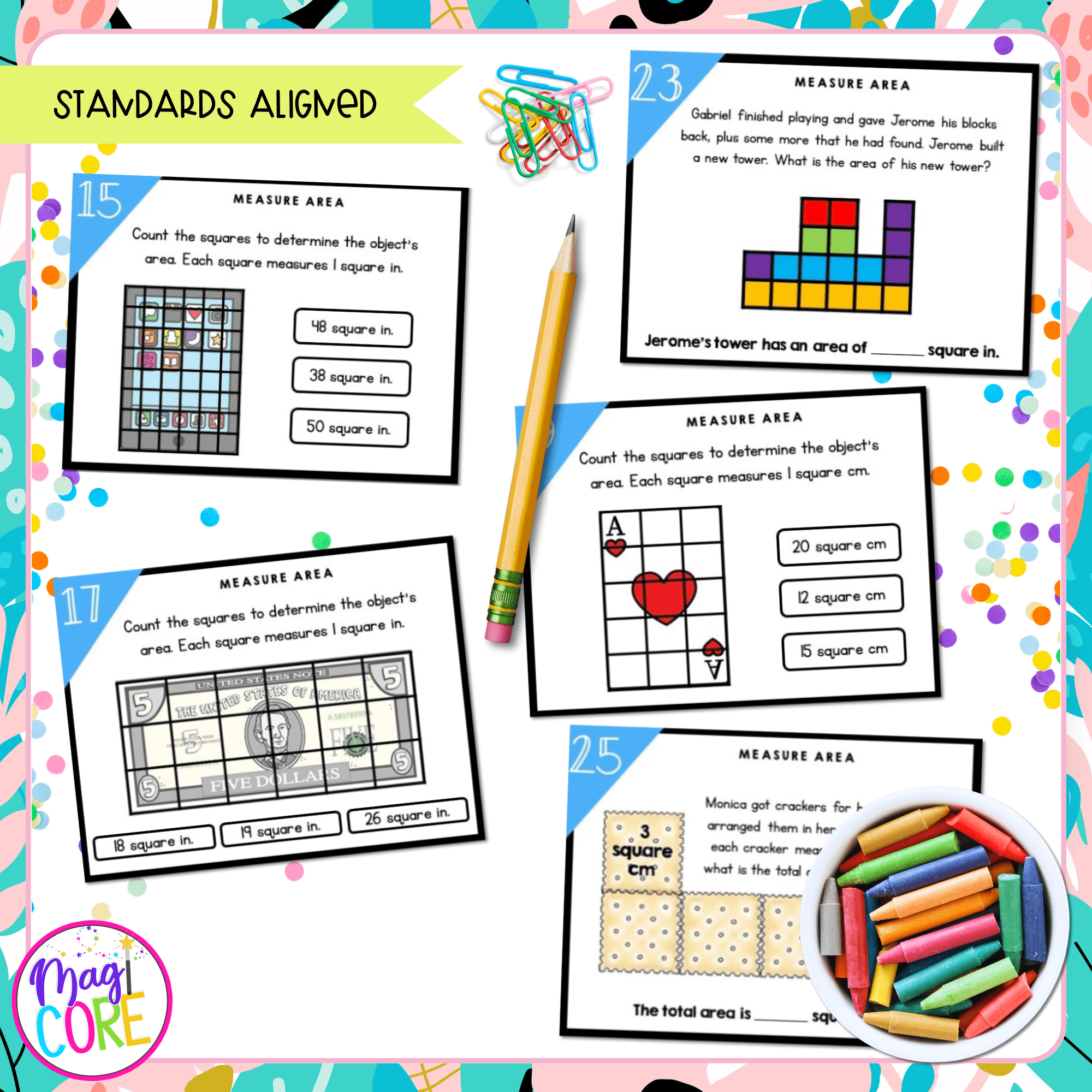 Measure Areas by Counting Unit Squares - 3rd Grade Task Cards - 3.MD.C.6 - Image 4
