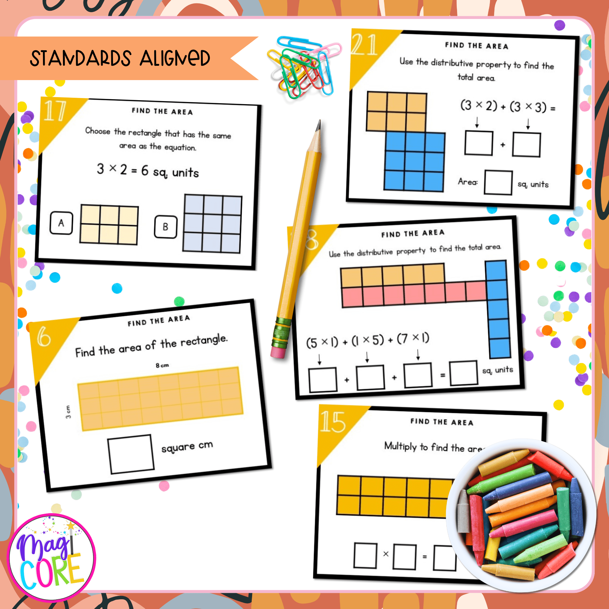 Relate Area to Multiplication - 3rd Grade Task Cards - 3.MD.C.7 - Image 4