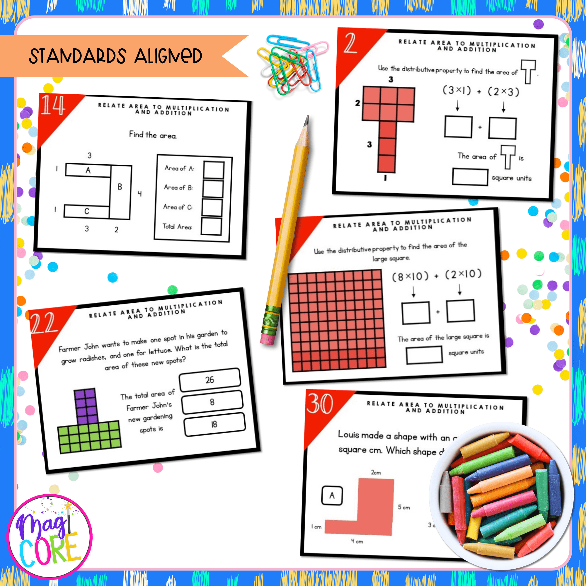 Relate Area to Multiplication and Addition - 3rd Grade Math Task Cards 3.MD.C.7 - Image 4