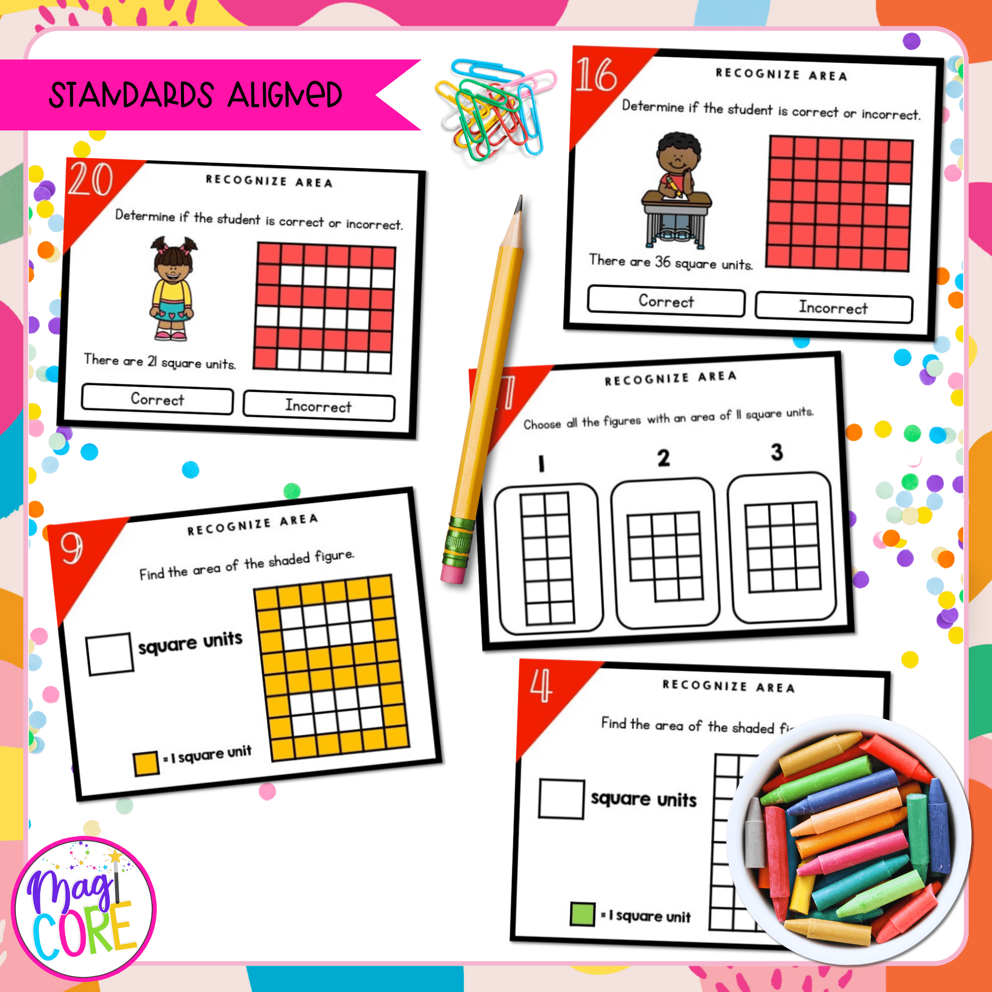 Recognize Area as an Attribute of Plane Figures - 3rd Grade Task Cards 3.MD.C.5 - Image 4