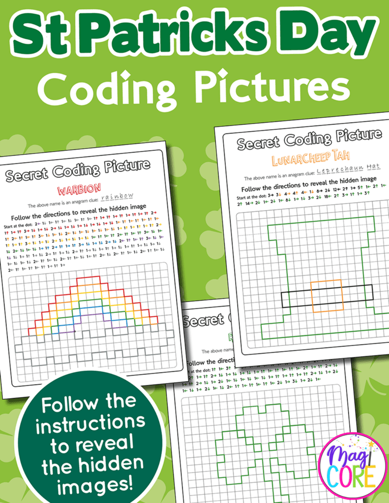 five fun ideas for teaching St Patrick's Day blog Coding Freebie Cover