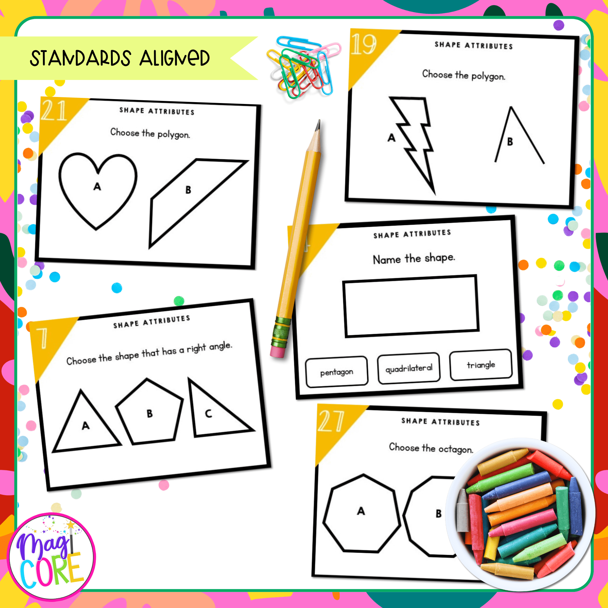 Compare Shape Attributes - 3rd Grade Math Task Cards - 3.G.A.1 - Image 4