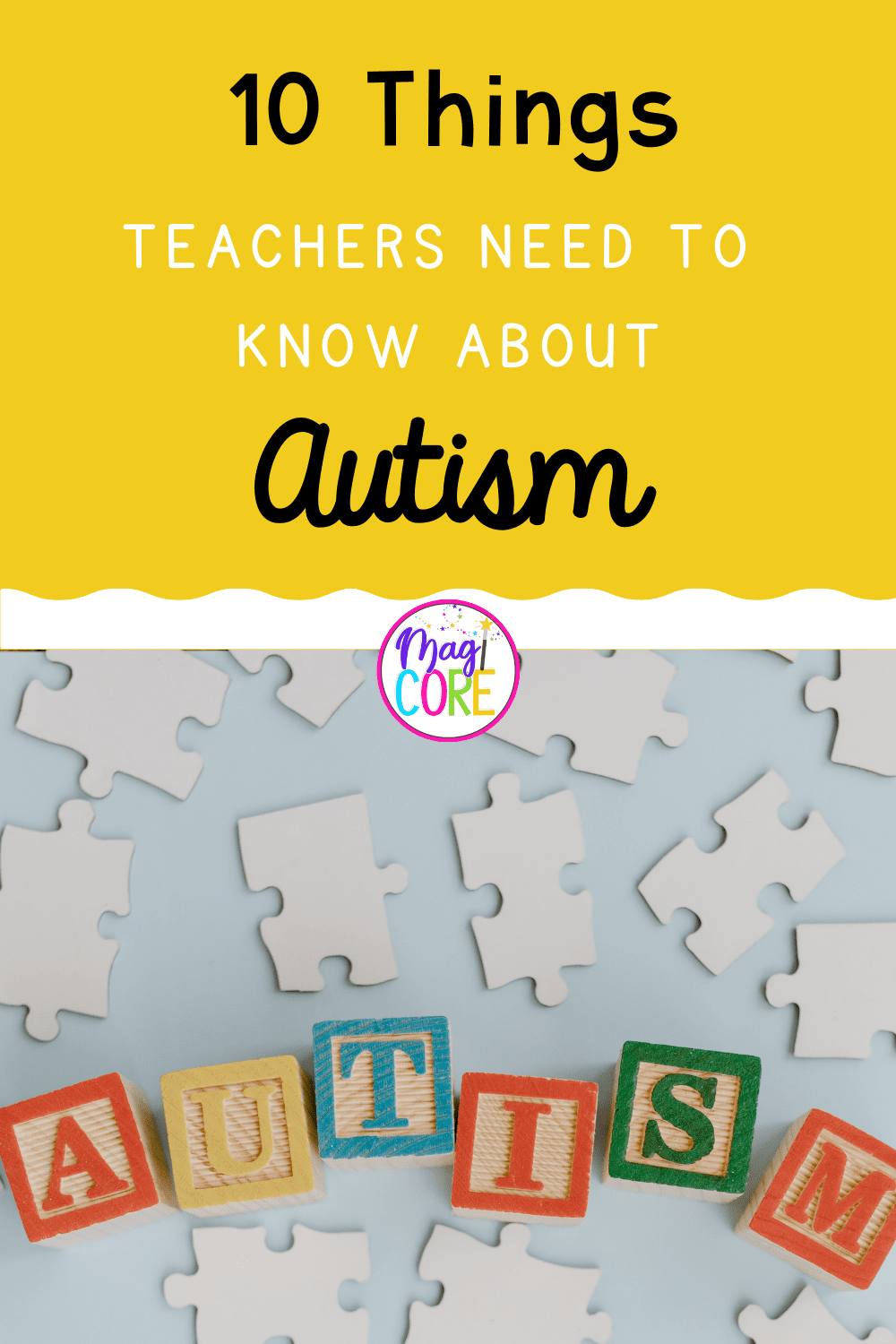 10 things teachers need to know about autism pin showing puzzle pieces