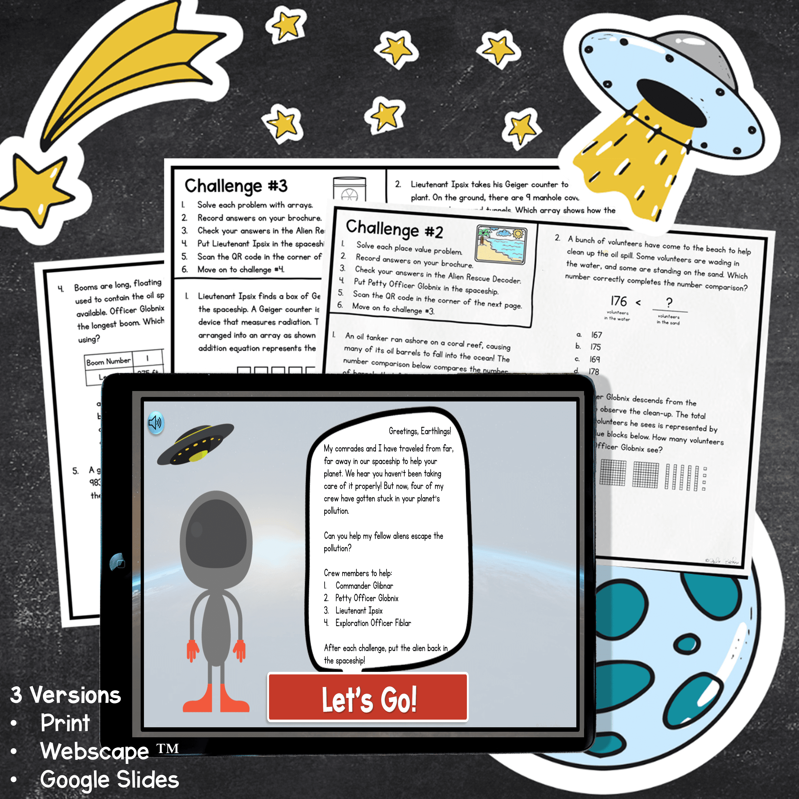 Earth Day Alien 2nd Grade Math Review Escape Room & Webscape Digital Activities - Image 2