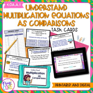 Multiplication as Comparisons - 4th Grade Task Cards - Print & Digital - 4.OA.1
