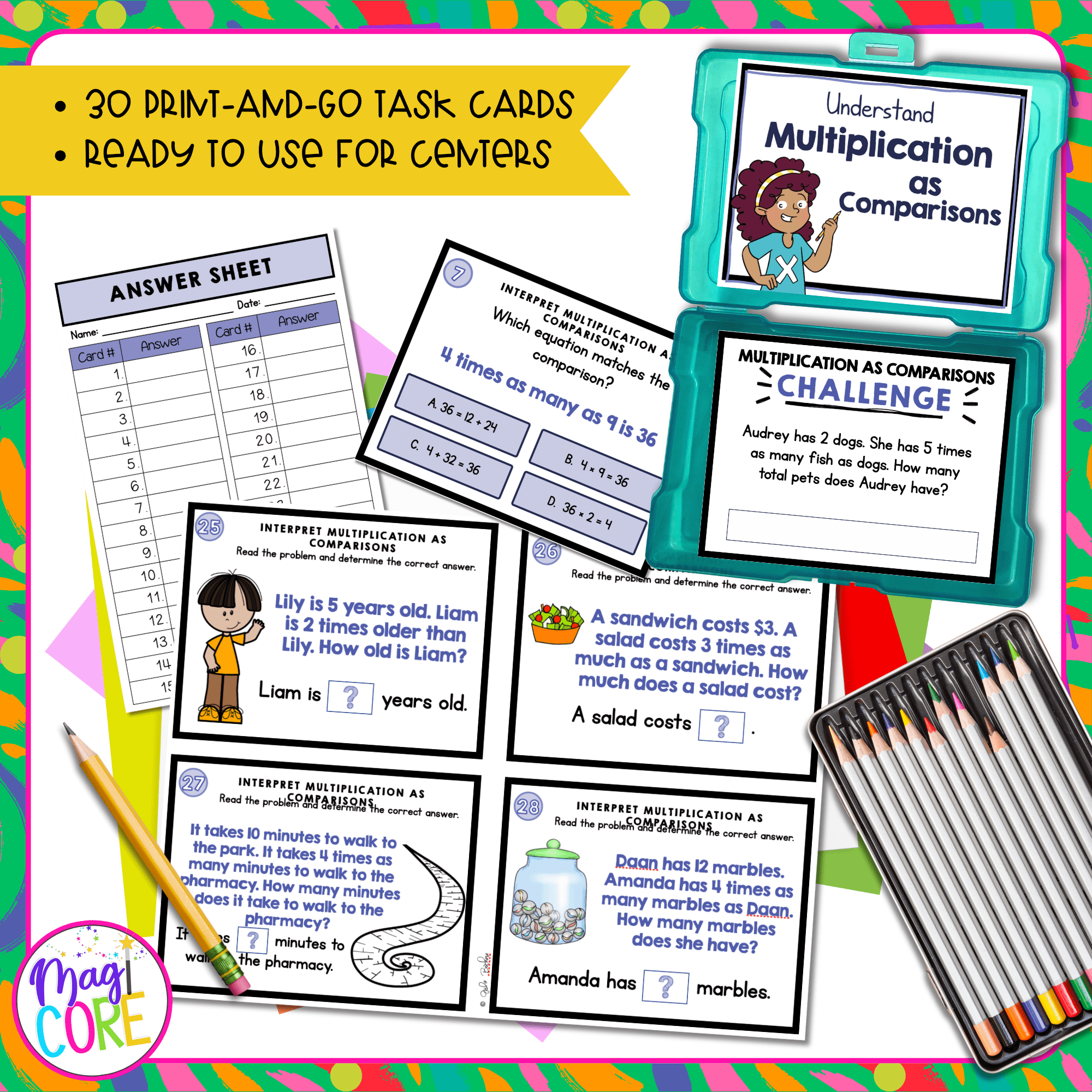 Multiplication as Comparisons - 4th Grade Task Cards - Print & Digital - 4.OA.1 - Image 2