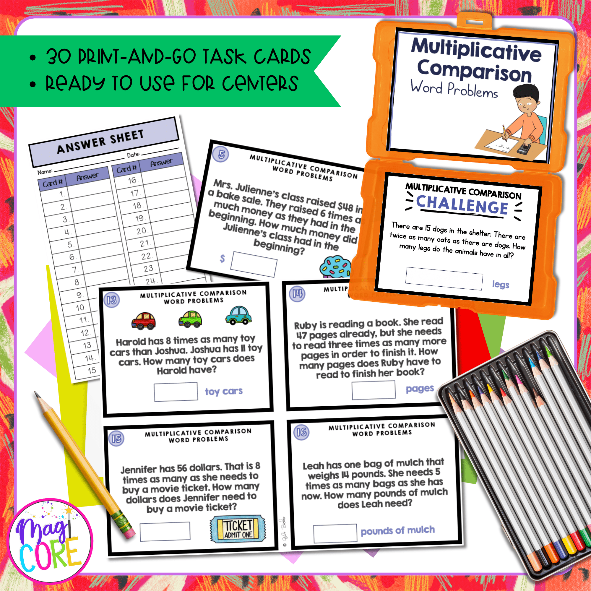 Multiplicative Comparison Word Problems Task Cards - 4th Grade - 4.OA.A.2 - Image 2