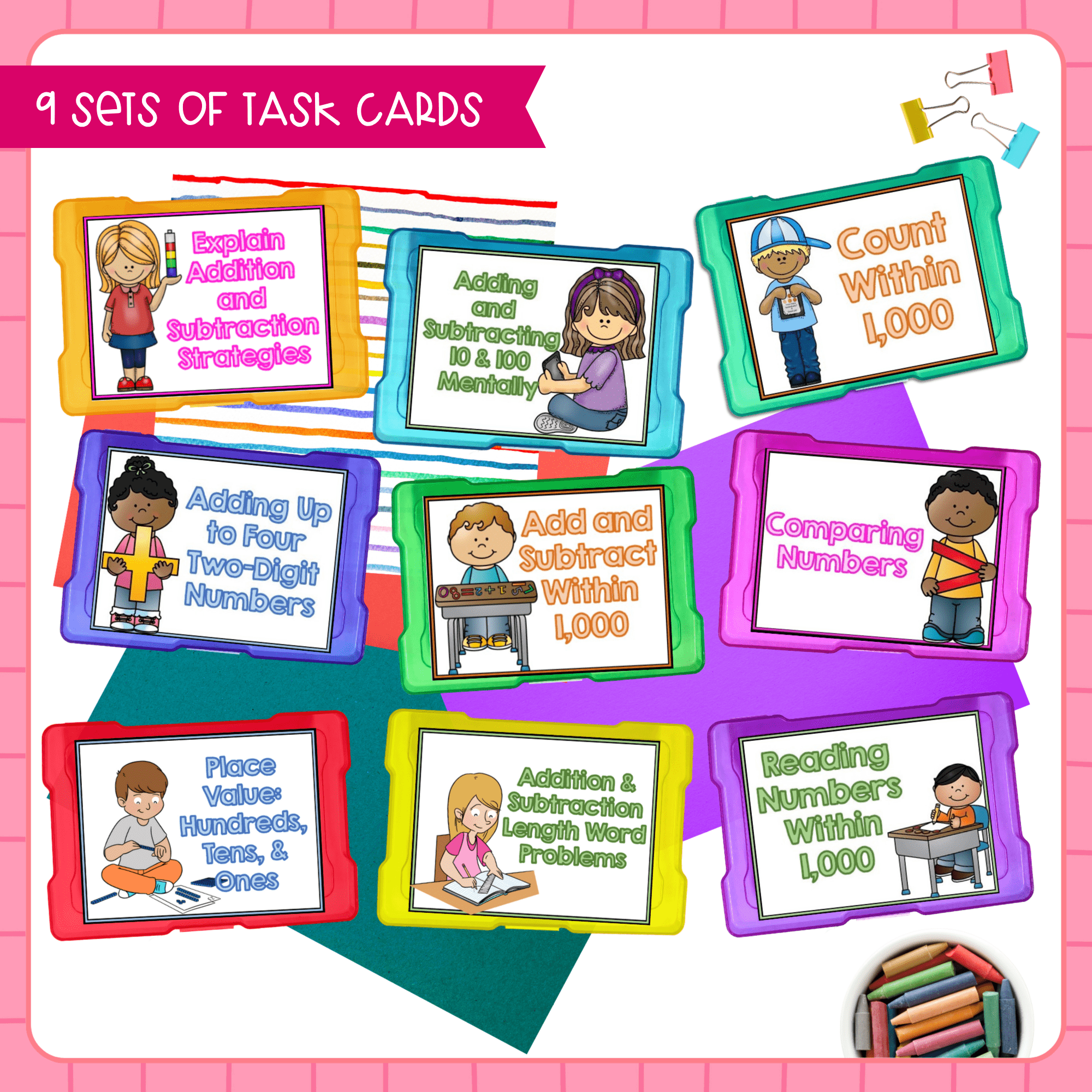 Numbers and Operations in Base Ten - 2nd Grade Math Task Card Bundle - Image 2
