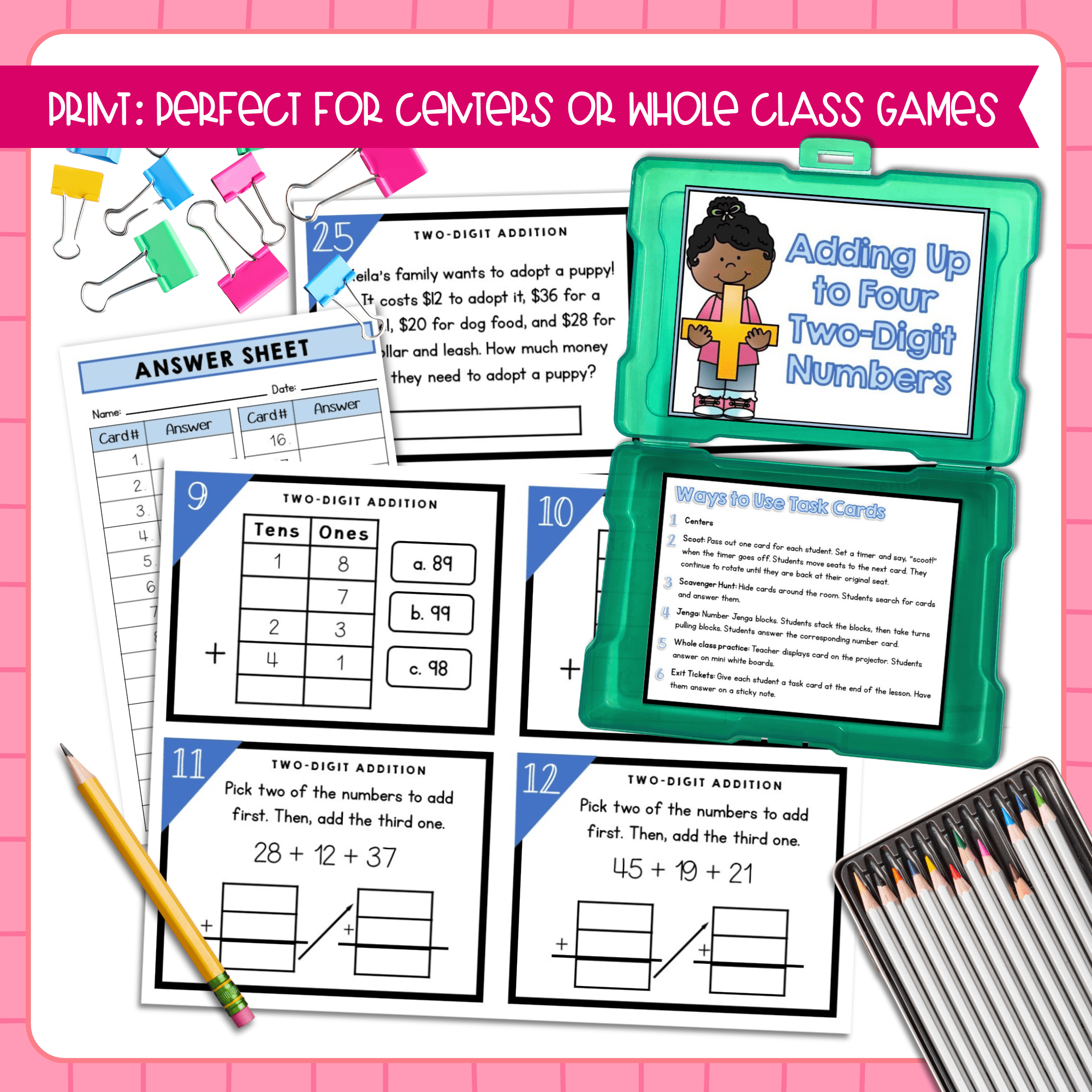 Numbers and Operations in Base Ten - 2nd Grade Math Task Card Bundle - Image 3