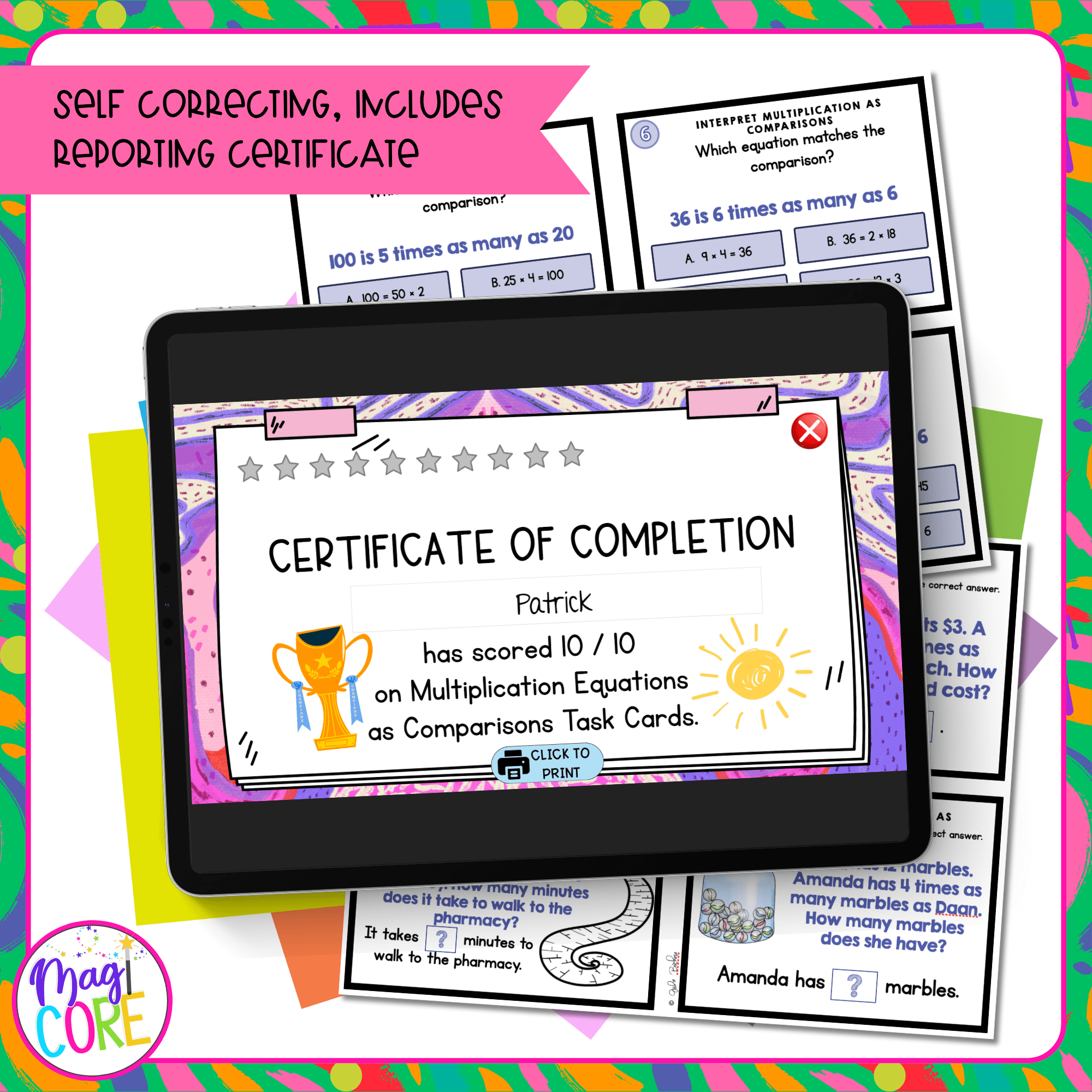 Multiplication as Comparisons - 4th Grade Task Cards - Print & Digital - 4.OA.1 - Image 3