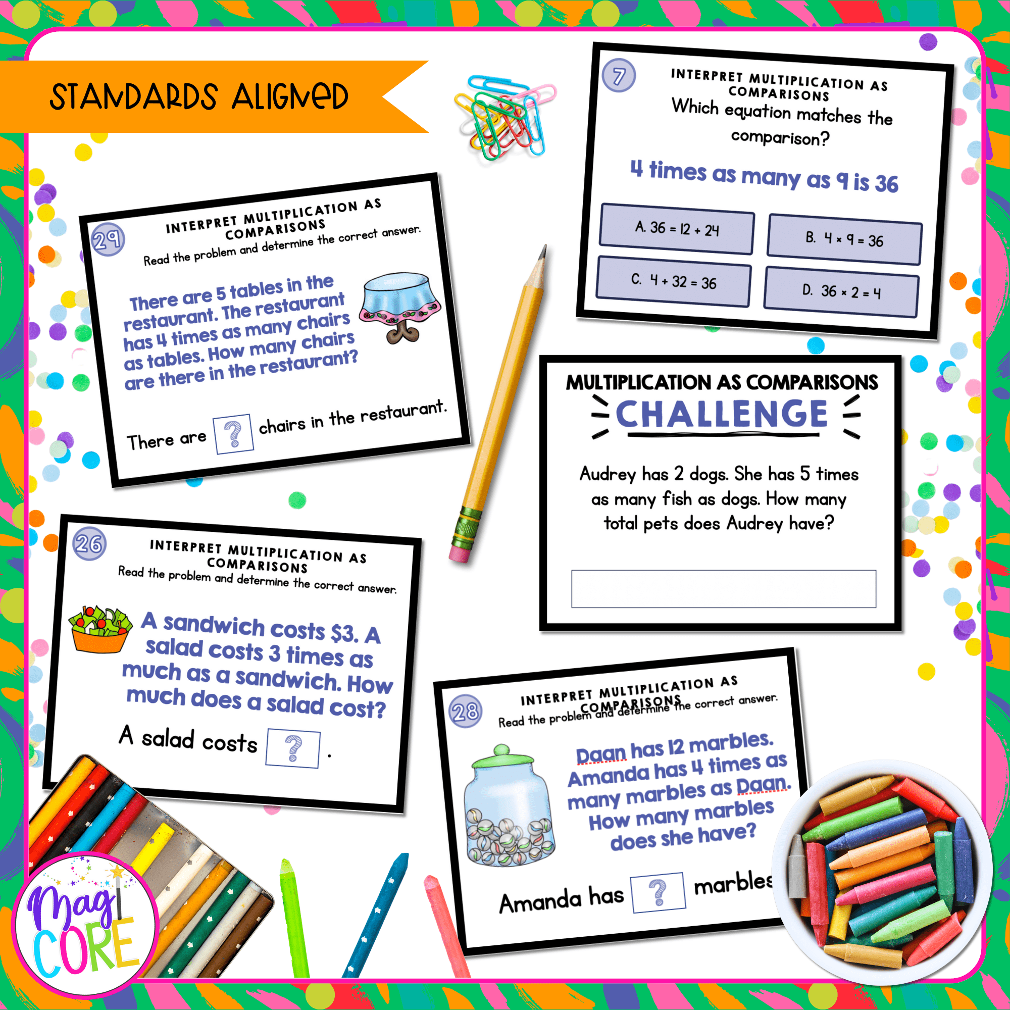 Multiplication as Comparisons - 4th Grade Task Cards - Print & Digital - 4.OA.1 - Image 4