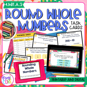 Rounding Whole Numbers - 4th Grade Task Cards - Print & Digital - 4.NBT.A.3