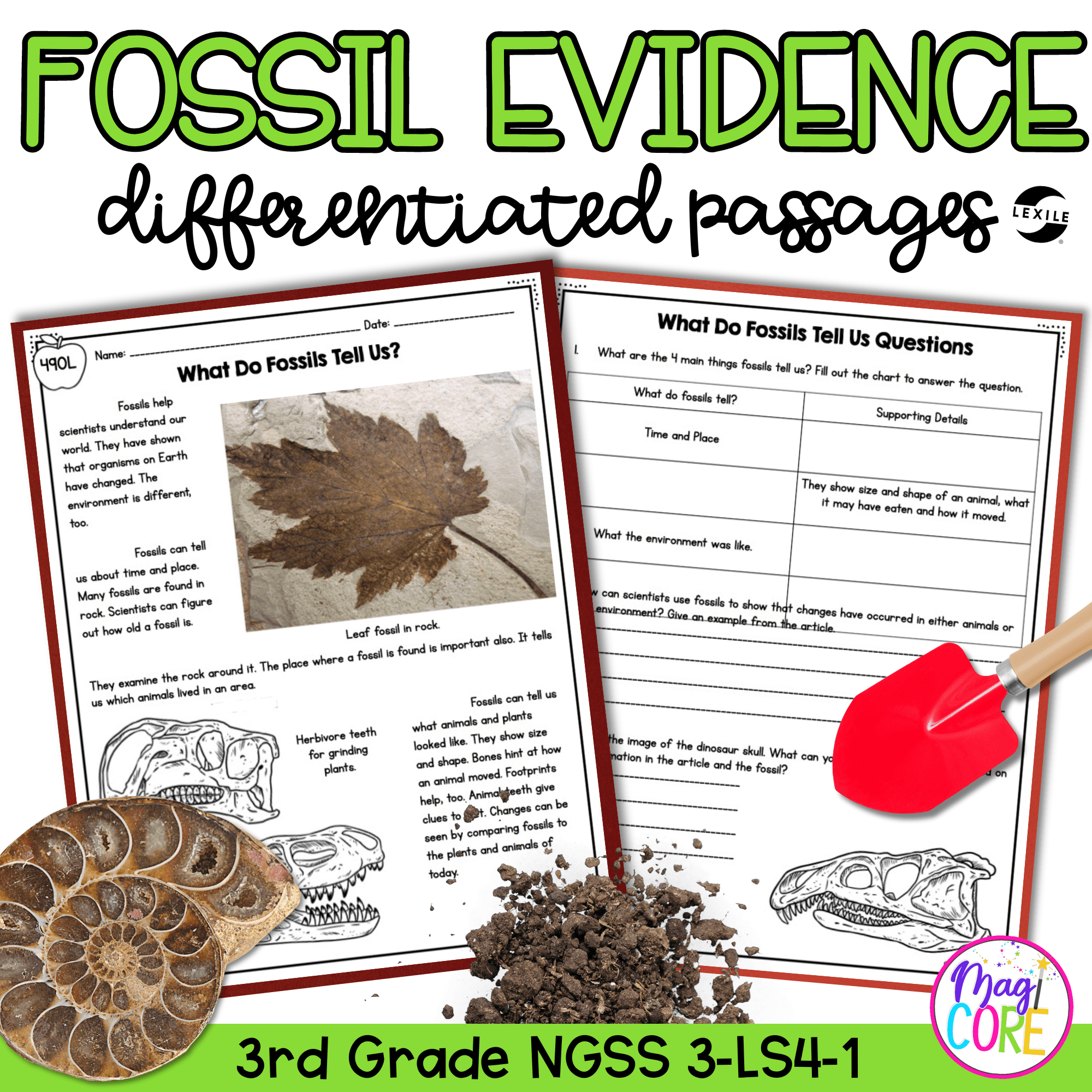 NGSS Differentiated Passages: Fossil Evidence of Past Environments - 3-LS4-1