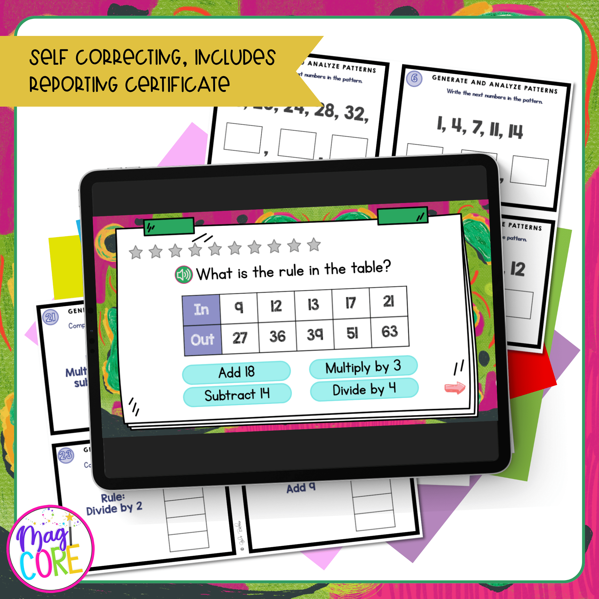 Number Patterns - 4th Grade Task Cards - 4.OA.C.5 - Print & Digital - Image 3