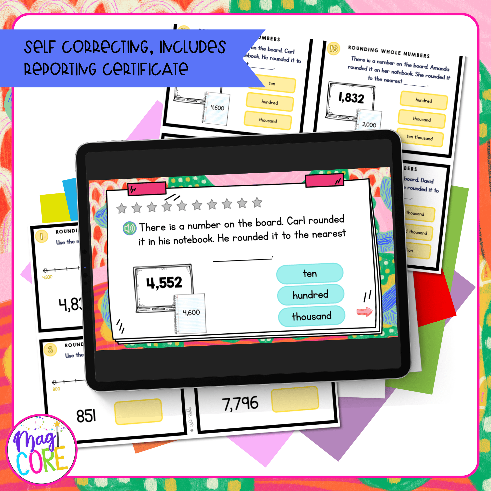 Rounding Whole Numbers - 4th Grade Task Cards - Print & Digital - 4.NBT.A.3 - Image 3