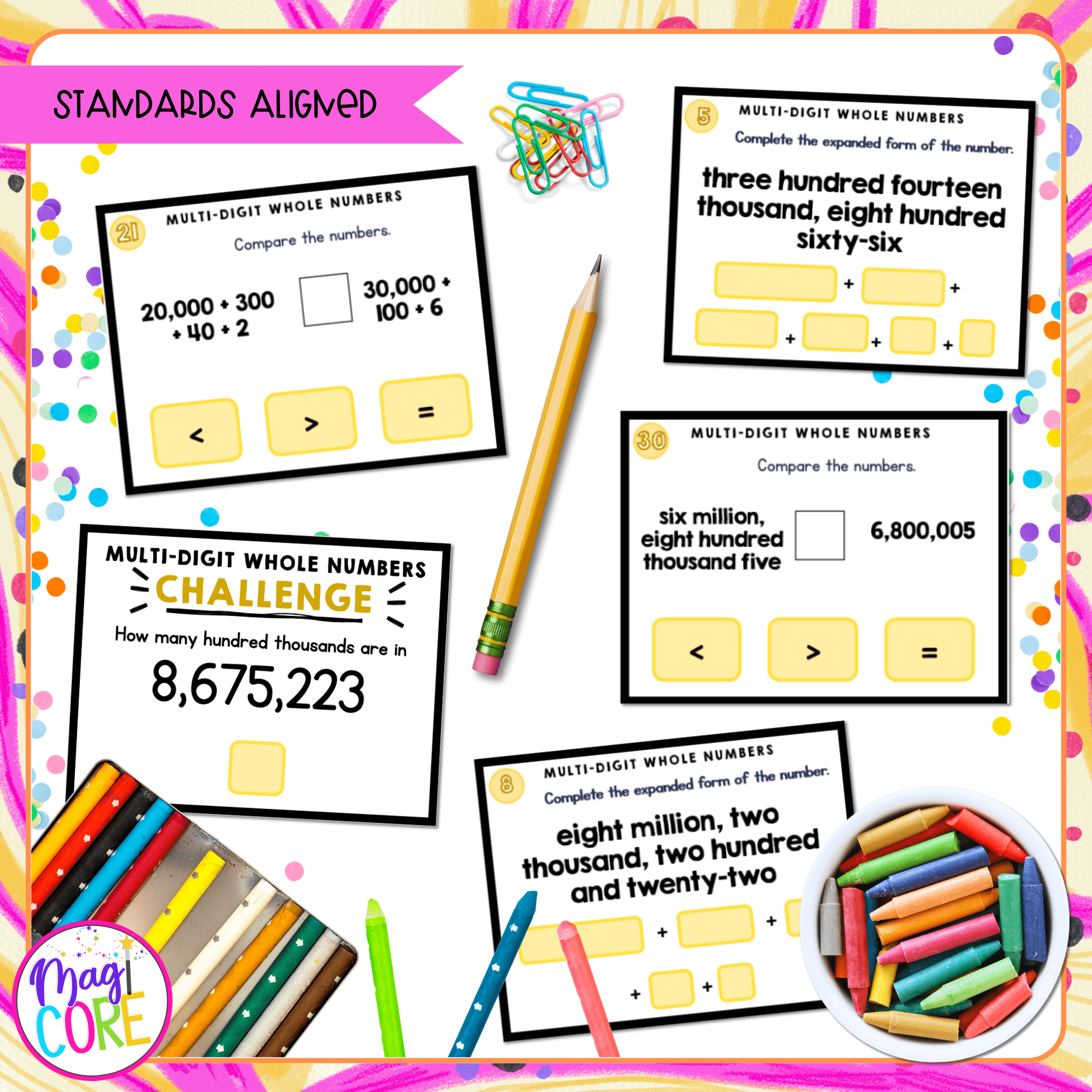 Read & Write Multi-Digit Whole Numbers - 4th Grade Task Cards - Print & Digital - Image 4