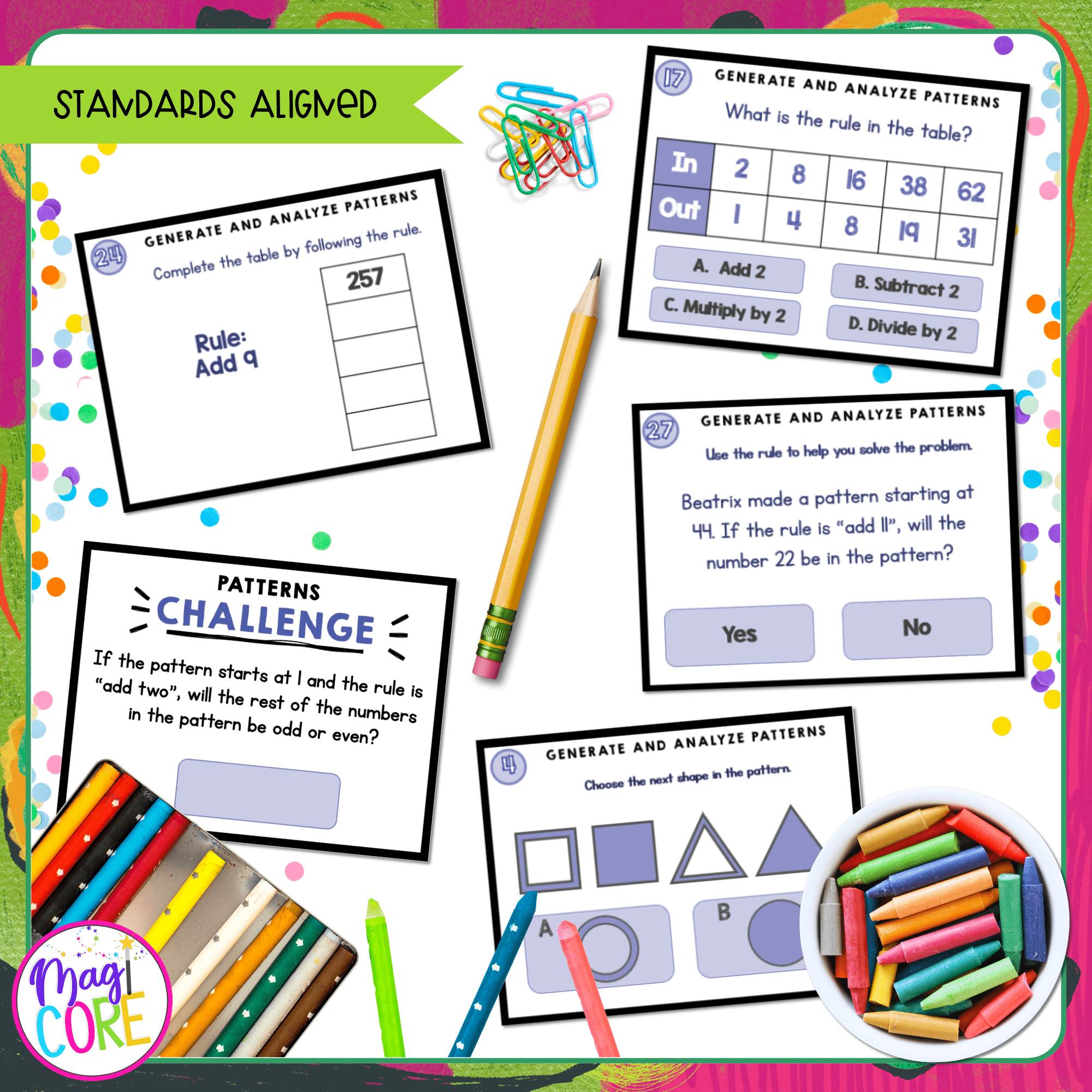 Number Patterns - 4th Grade Task Cards - 4.OA.C.5 - Print & Digital - Image 4