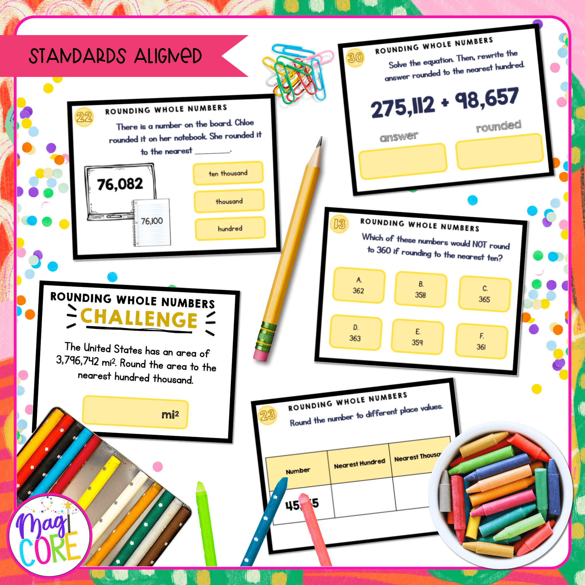 Rounding Whole Numbers - 4th Grade Task Cards - Print & Digital - 4.NBT.A.3 - Image 4