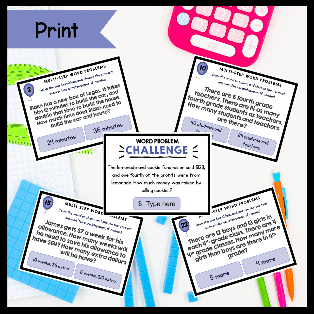 Operations and Algebraic Thinking - 4th Grade Math Task Card Bundle - Image 11