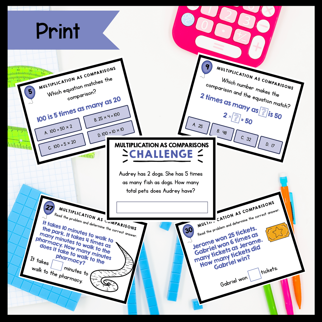 Operations and Algebraic Thinking - 4th Grade Math Task Card Bundle - Image 3