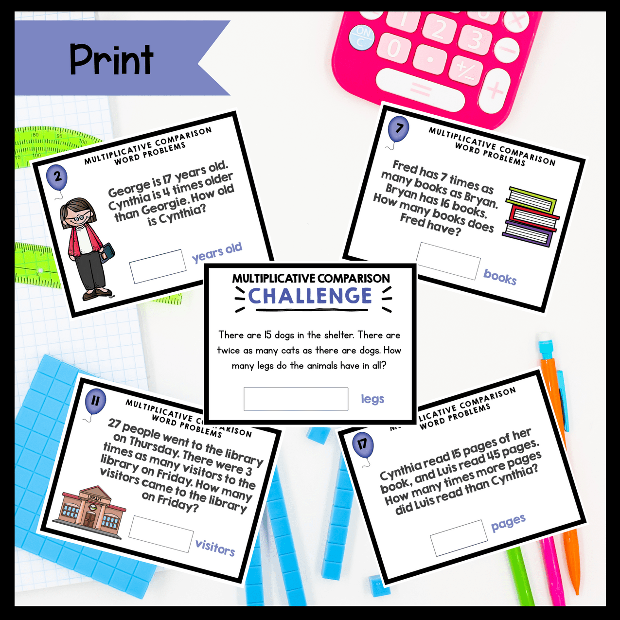 Operations and Algebraic Thinking - 4th Grade Math Task Card Bundle - Image 7