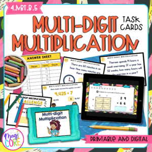 Multi-Digit Multiplication - 4th Grade Task Cards - Print & Digital - 4.NBT.B.5