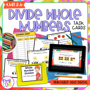 Whole Number Division - 4th Grade Task Cards - Print & Digital - 4.NBT.B.6