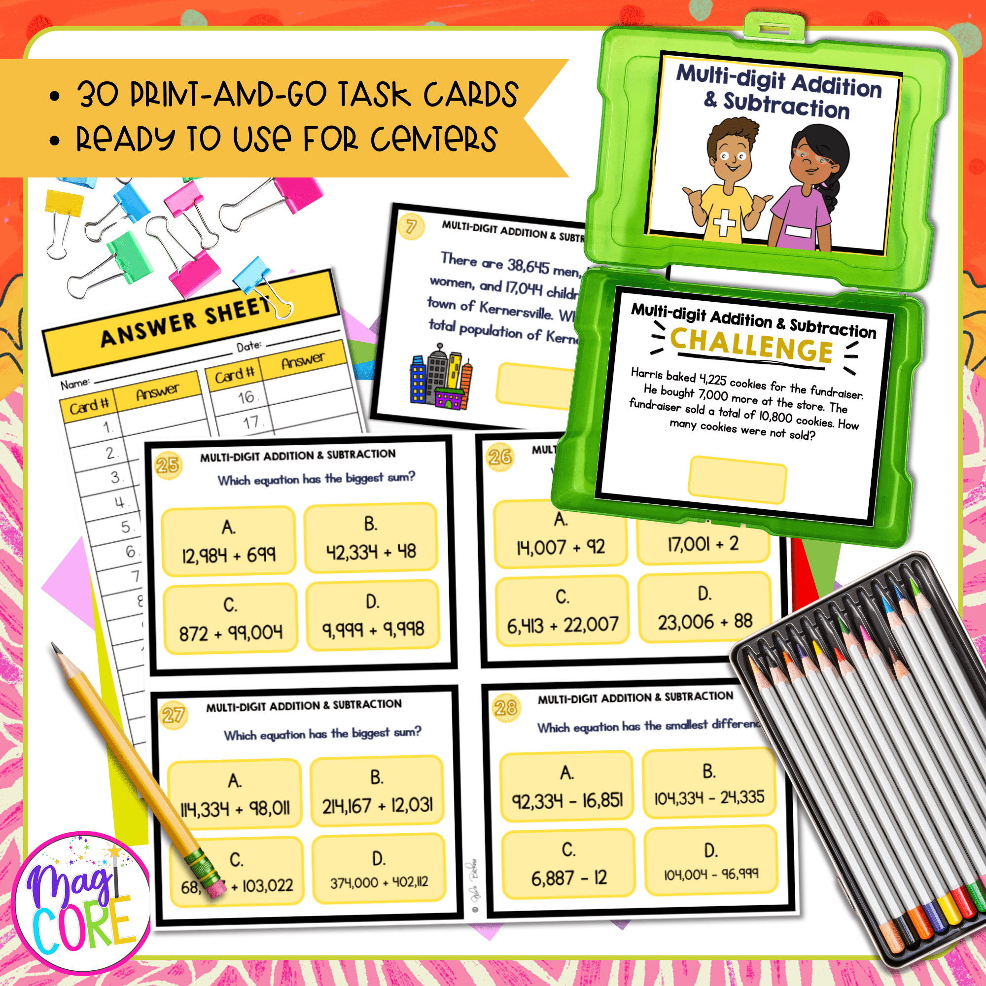 Multi-Digit Addition & Subtraction - 4th Grade Task Cards - Print & Digital - Image 2